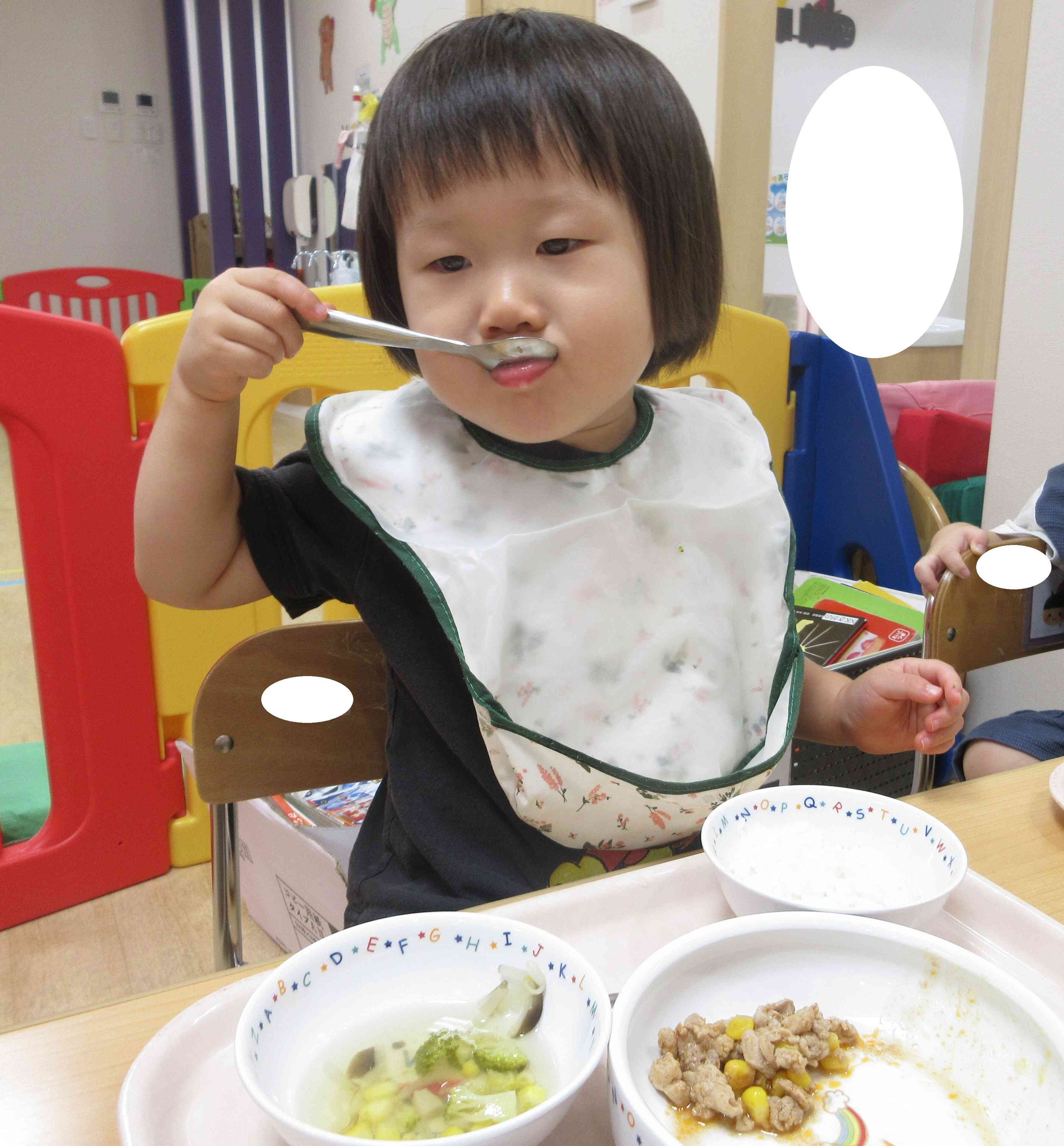 コーンの入った給食が出たよ！