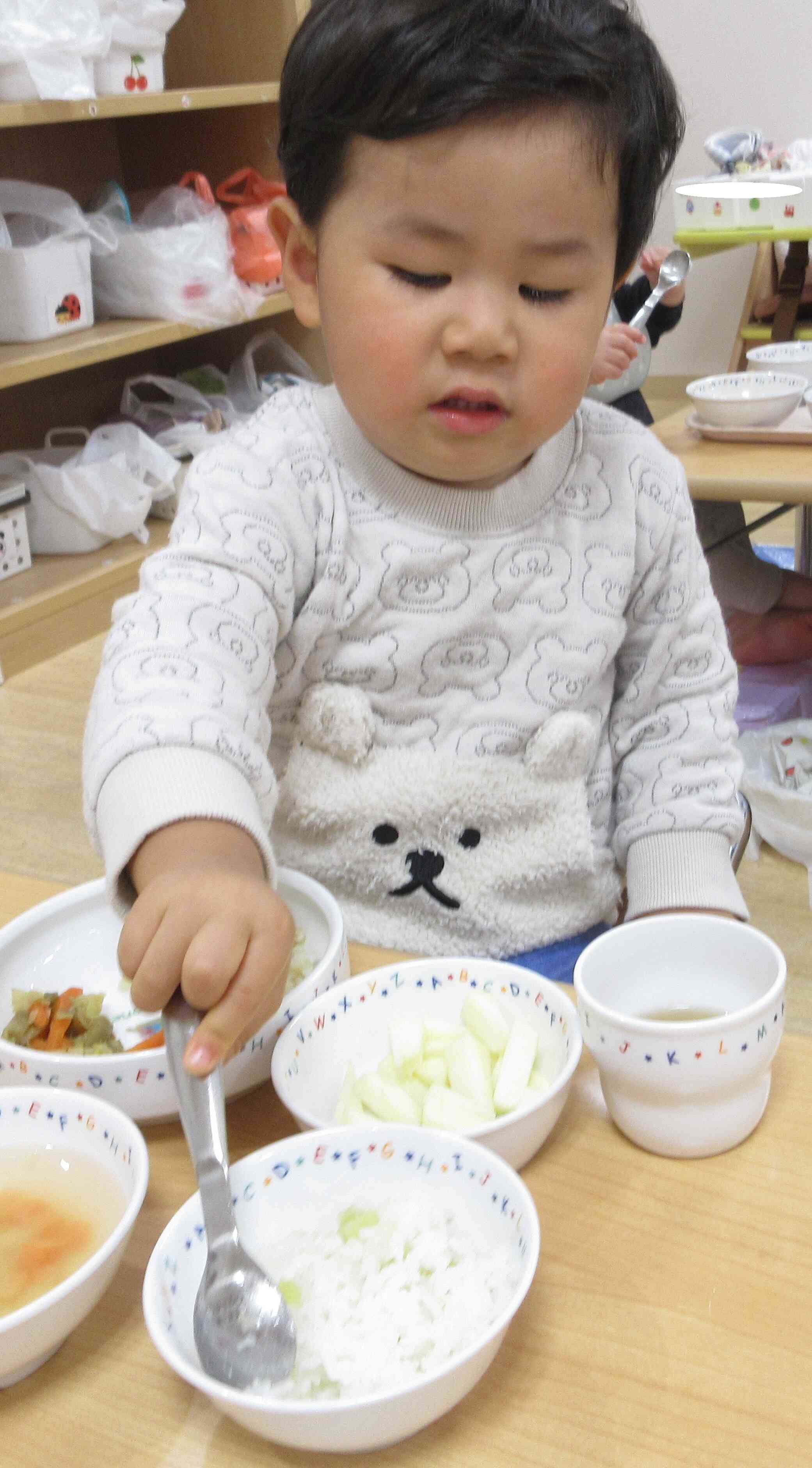 お米の食育をした後は、お給食の時間！