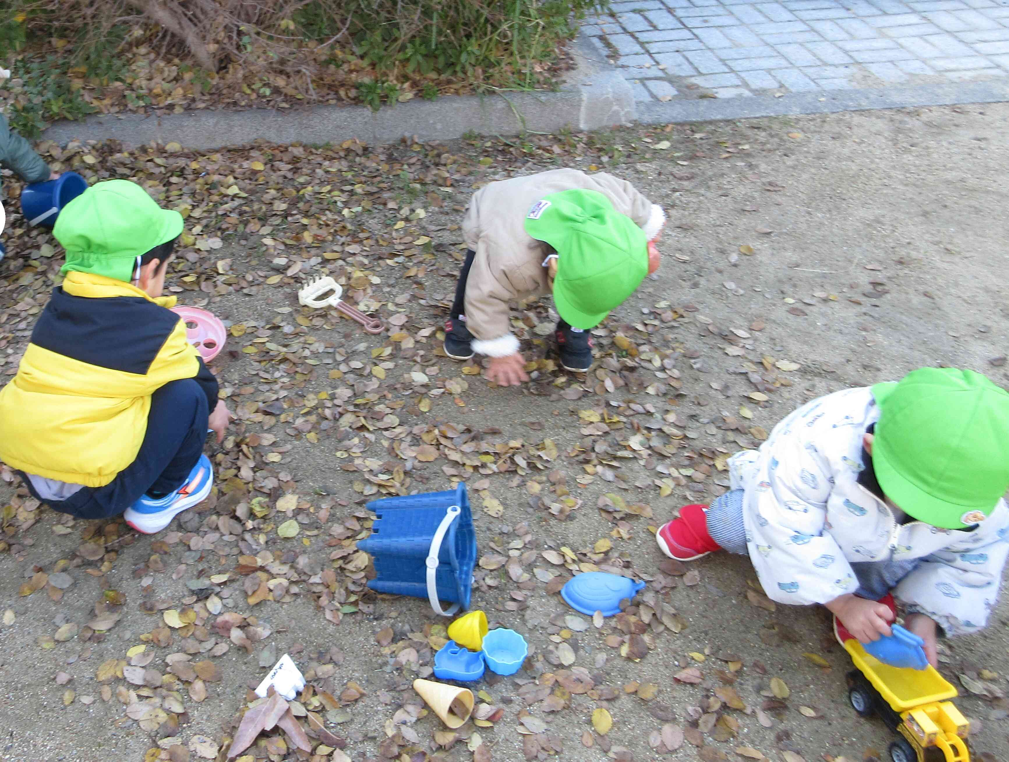 葉っぱ遊びも盛り上がりました♪