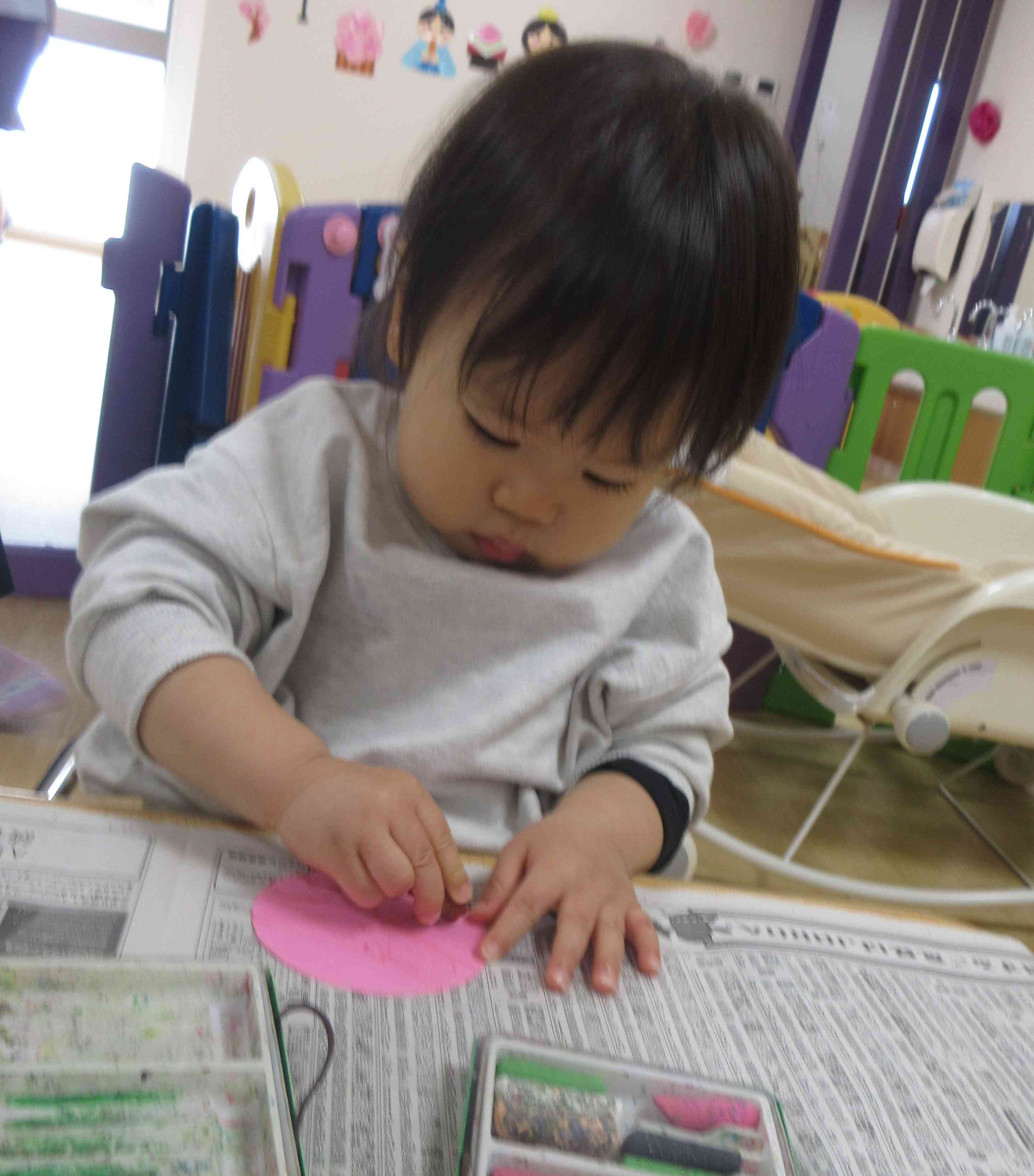 1歳児　あひる組　あおむし製作