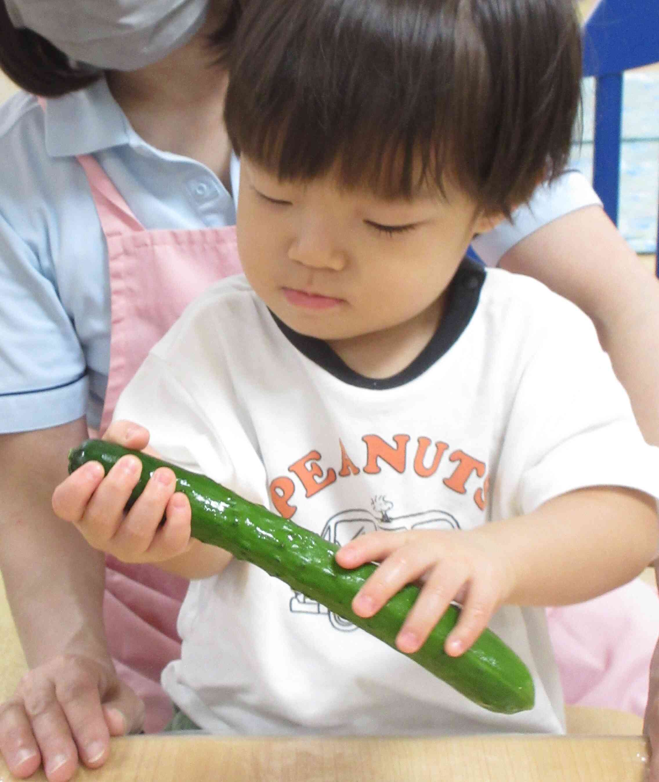きゅうりができたっ♪８月の食育