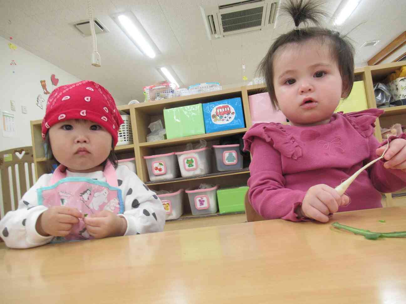 ひよこぐみ（０歳児）さんも触ったよ