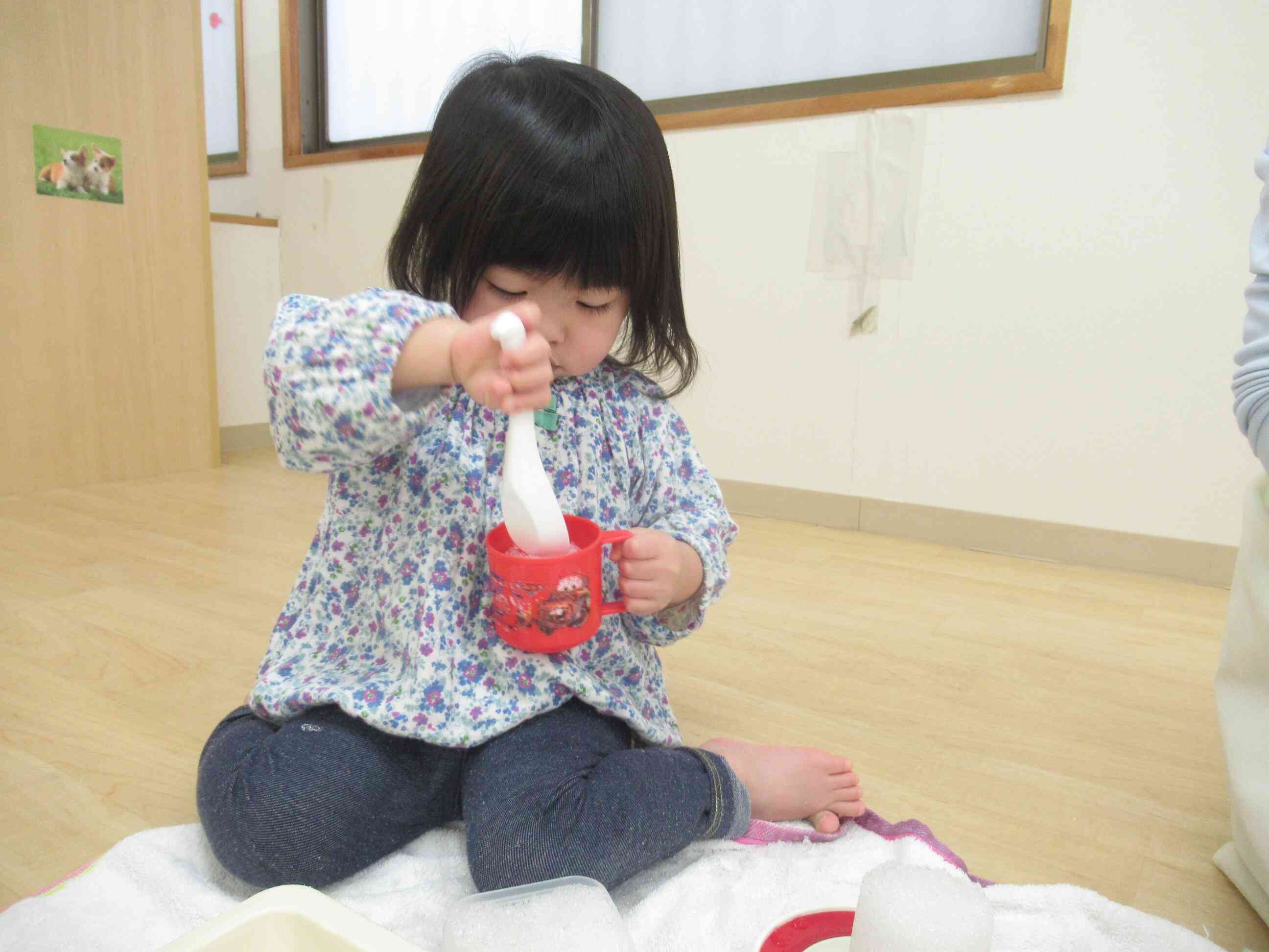 ザクザクとスプーンでほぐしてみるのも面白いね！