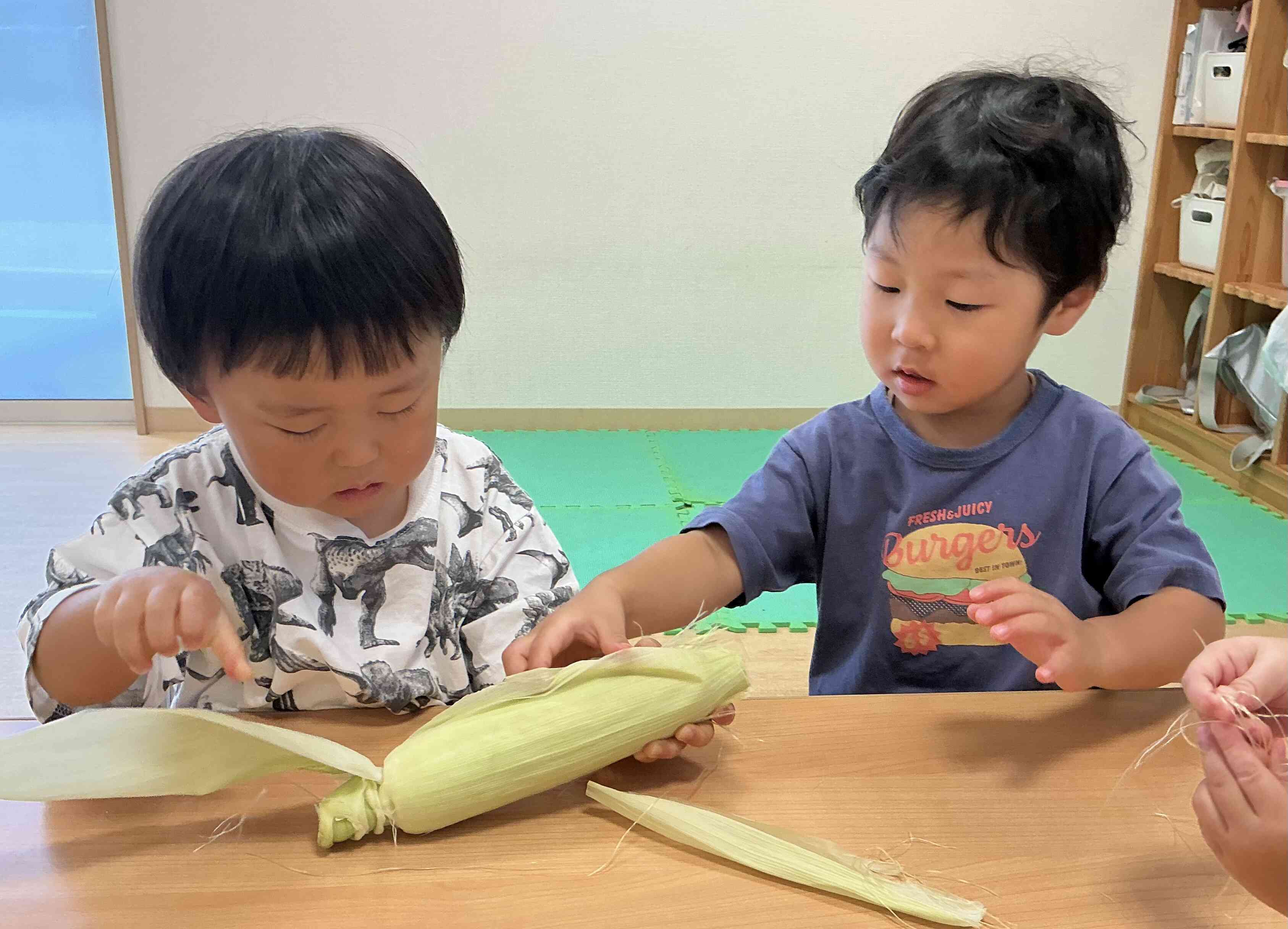 とうもろこしを触ってみよう！(食育)