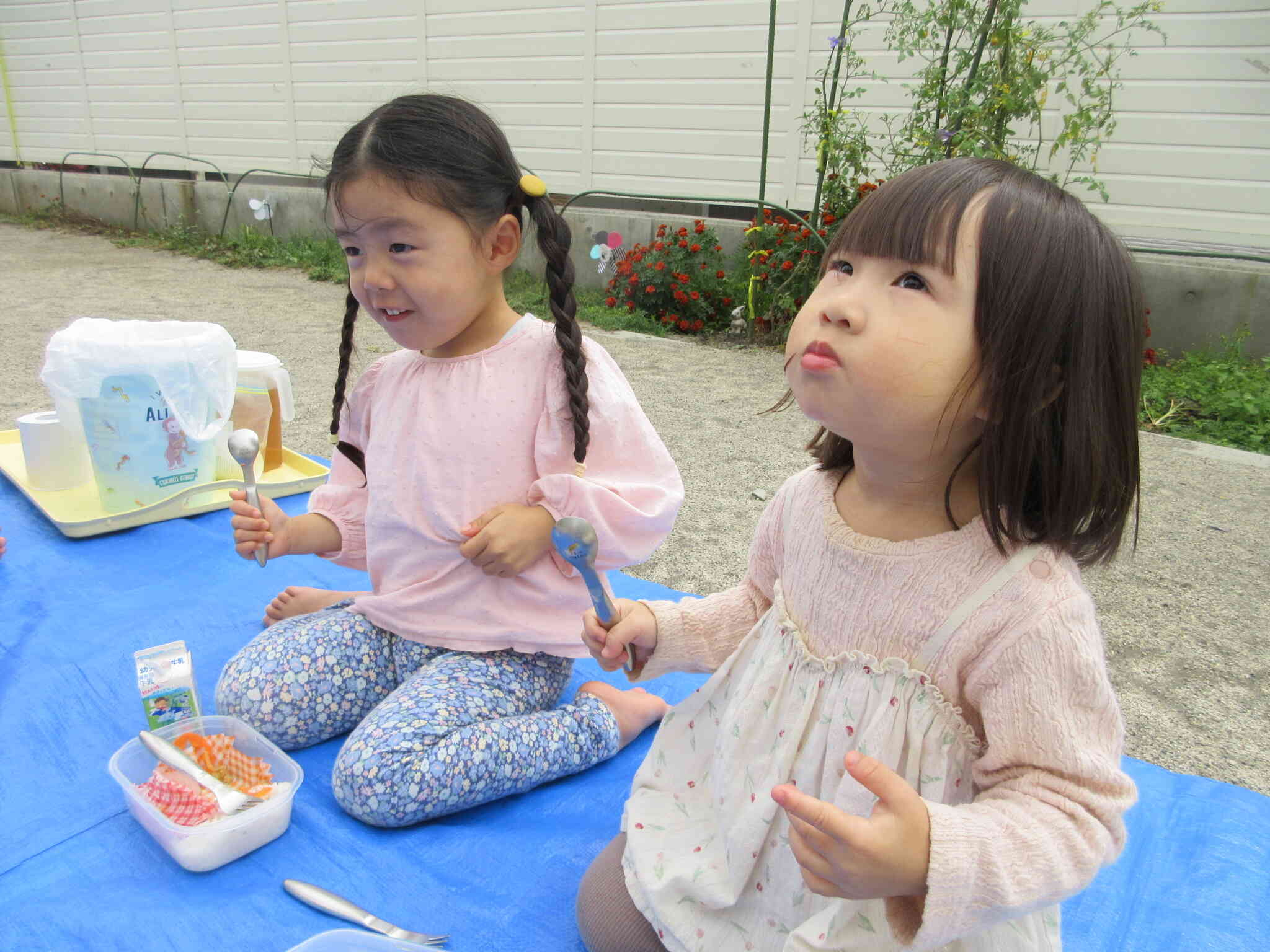 お外の景色を楽しみながら食べるの嬉しいね