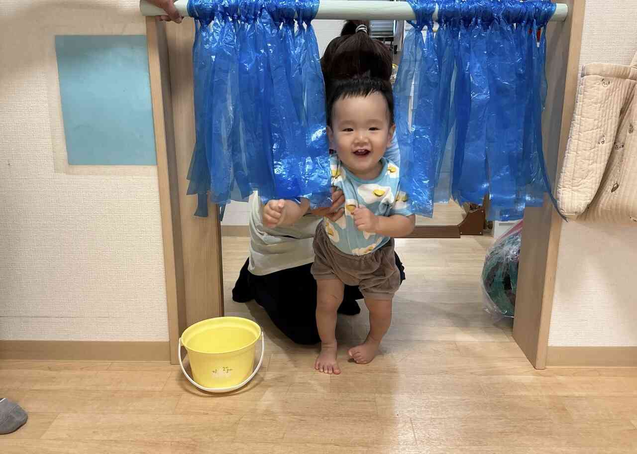 のれんもくぐったよ！（０歳児 ひよこ組）