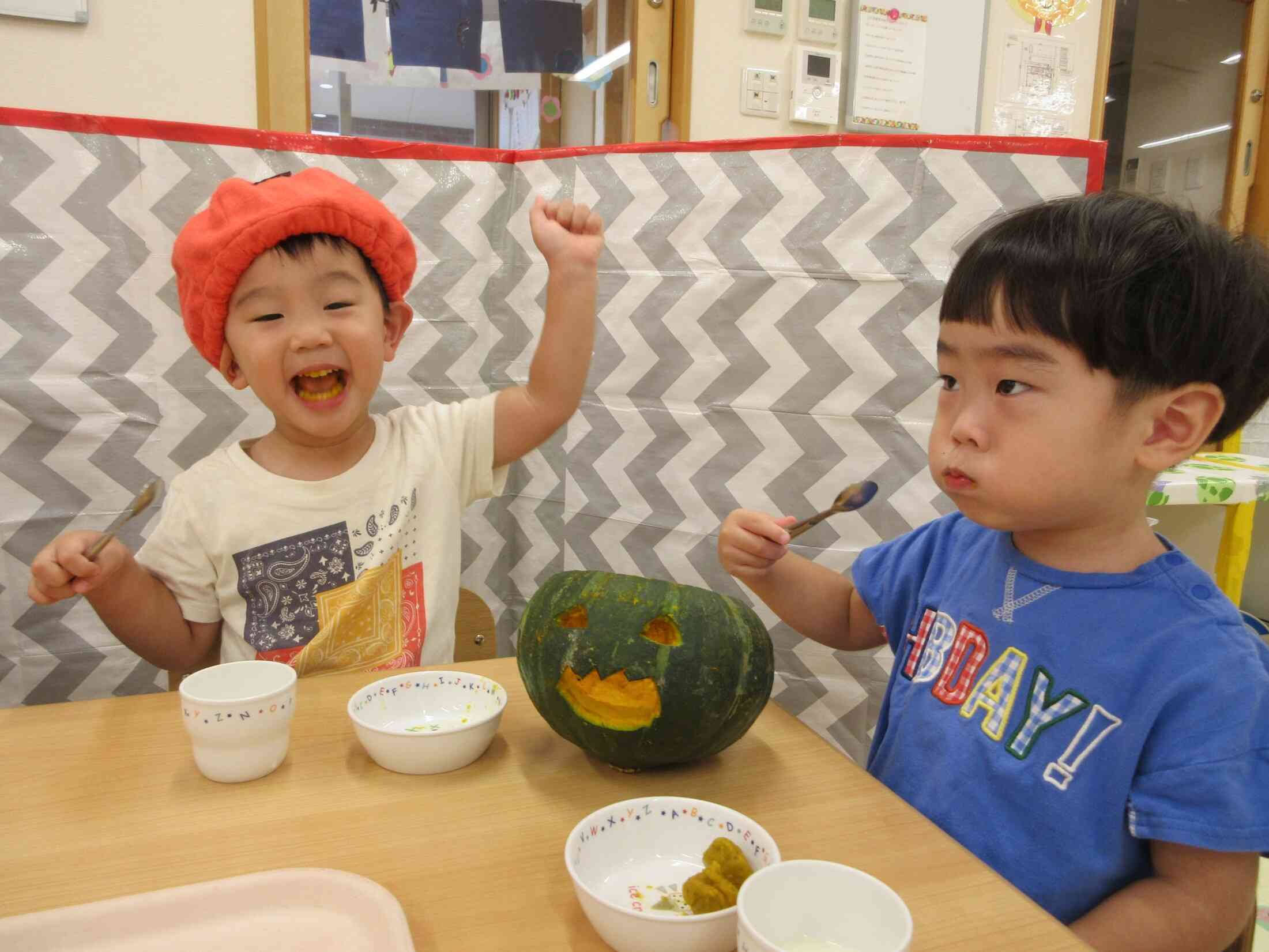 かぼちゃだんごを作ったよ！