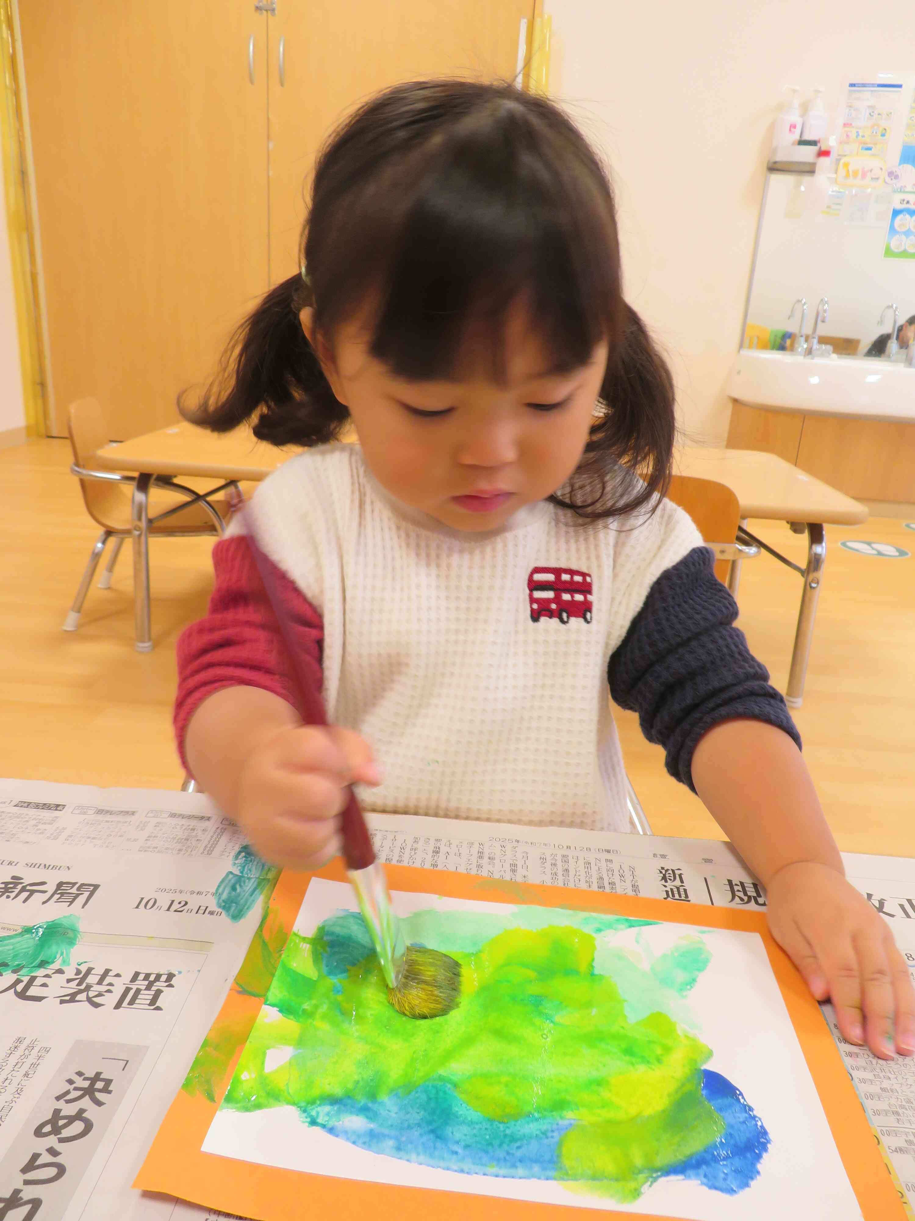 色が混ざって別の色が出来たよ！