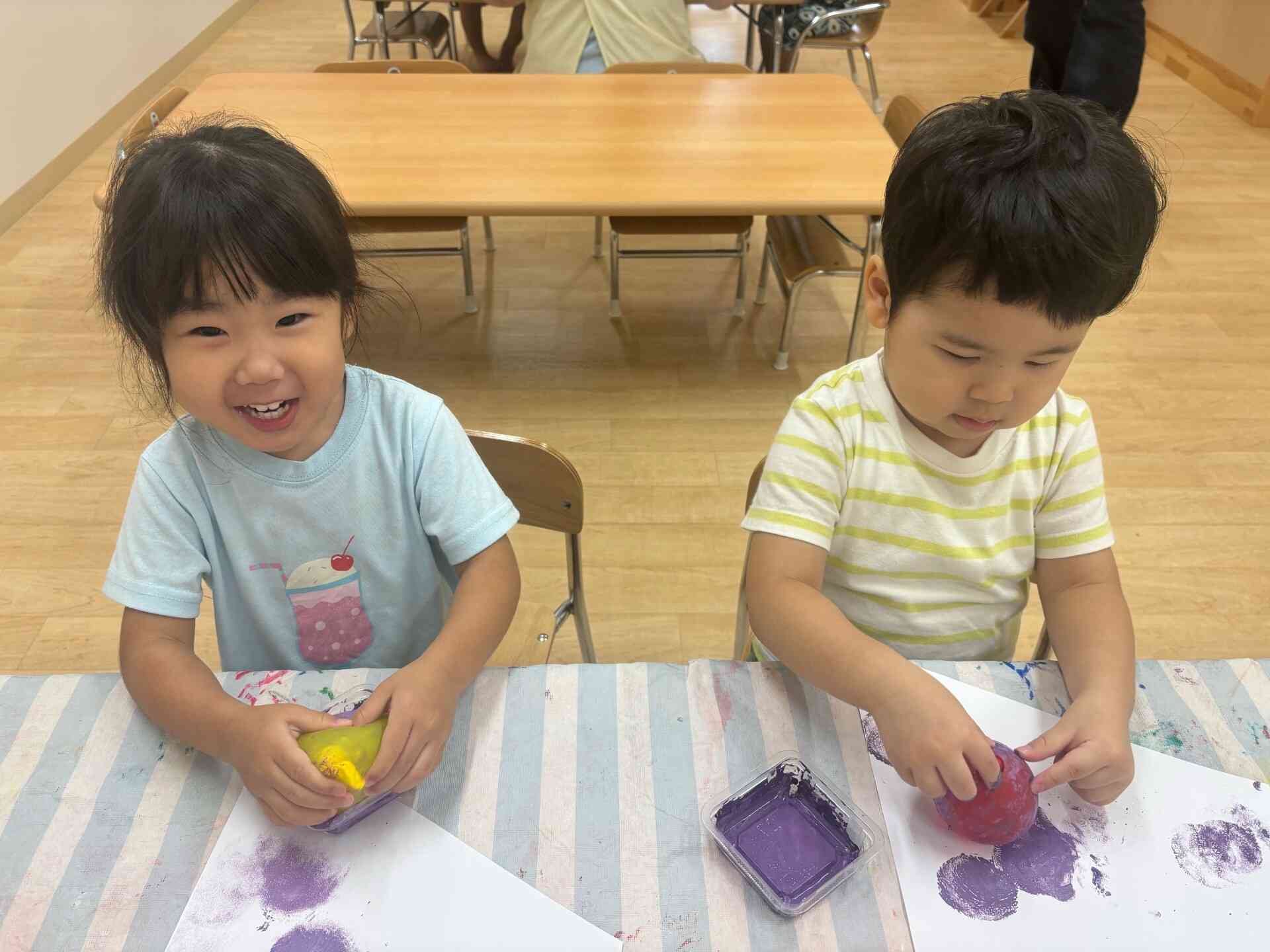 水風船スタンプに挑戦!