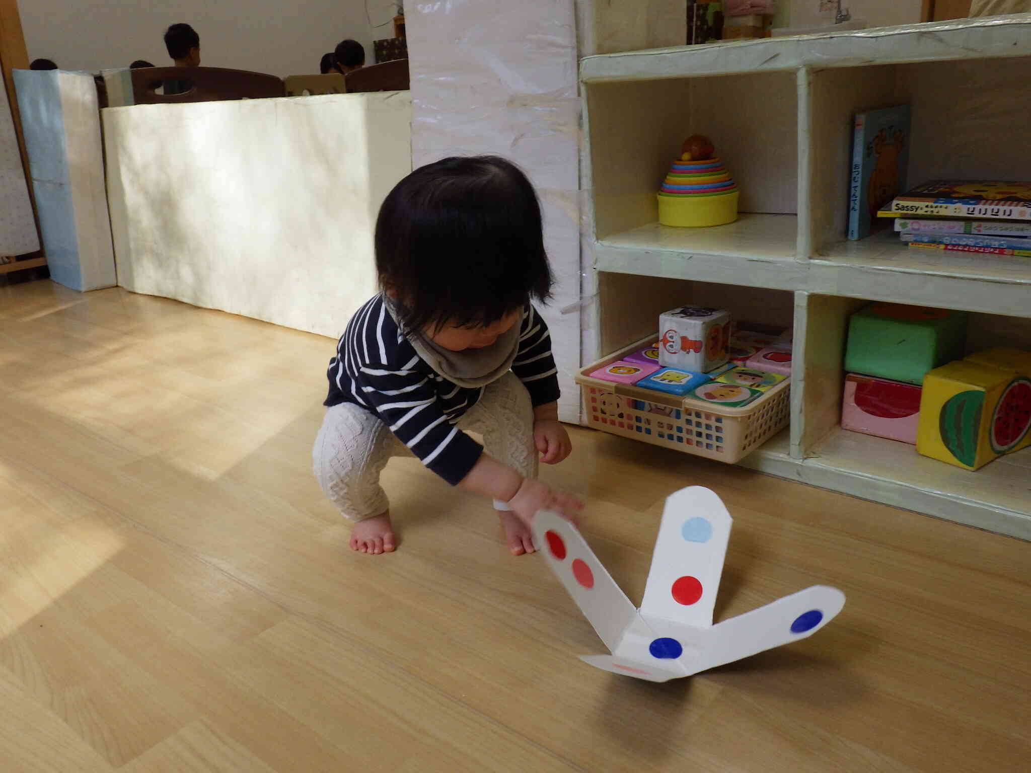 はじめてコマをまわしたよ～♪