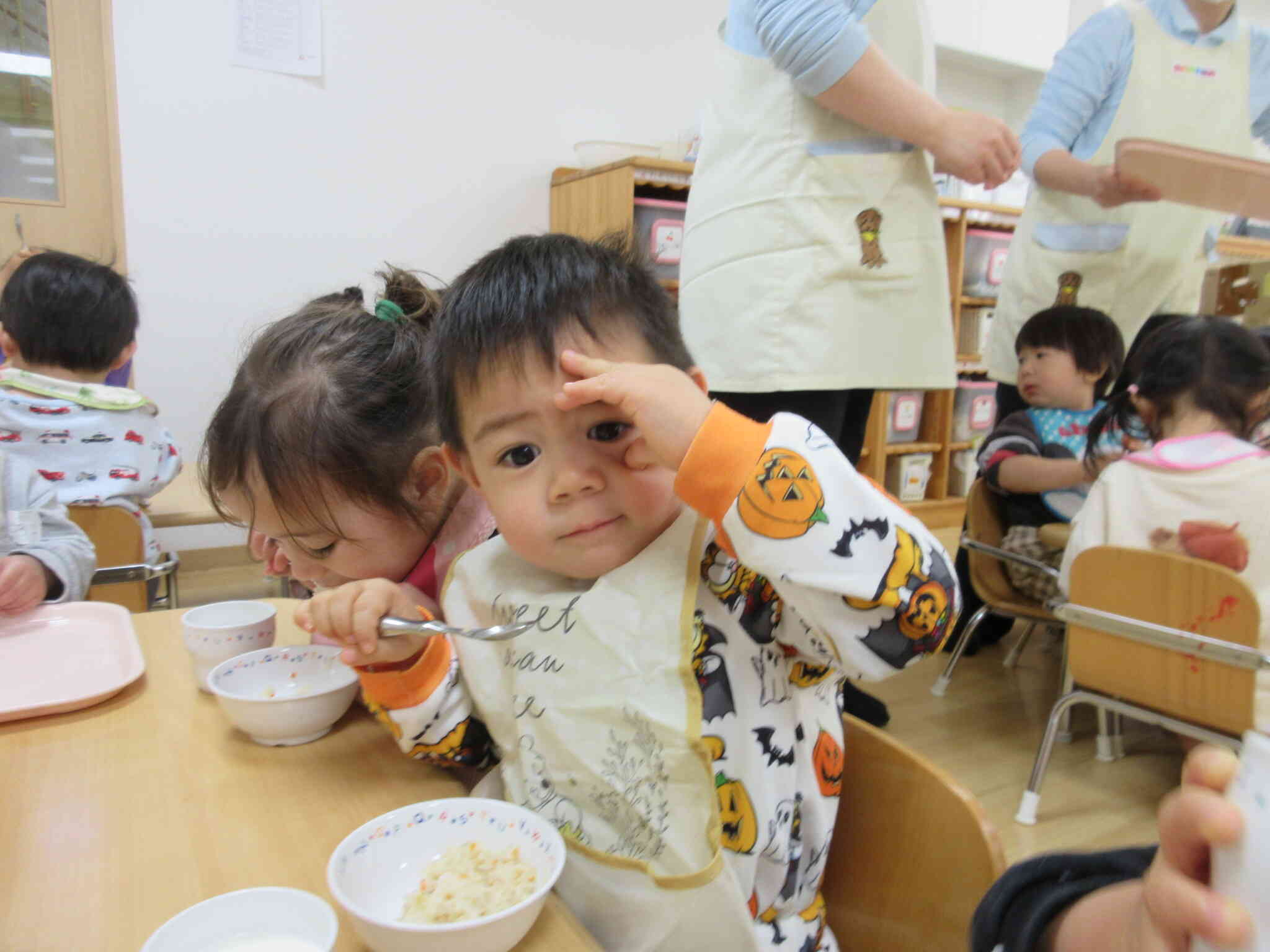 いっぱいたべて、強くなるよ！