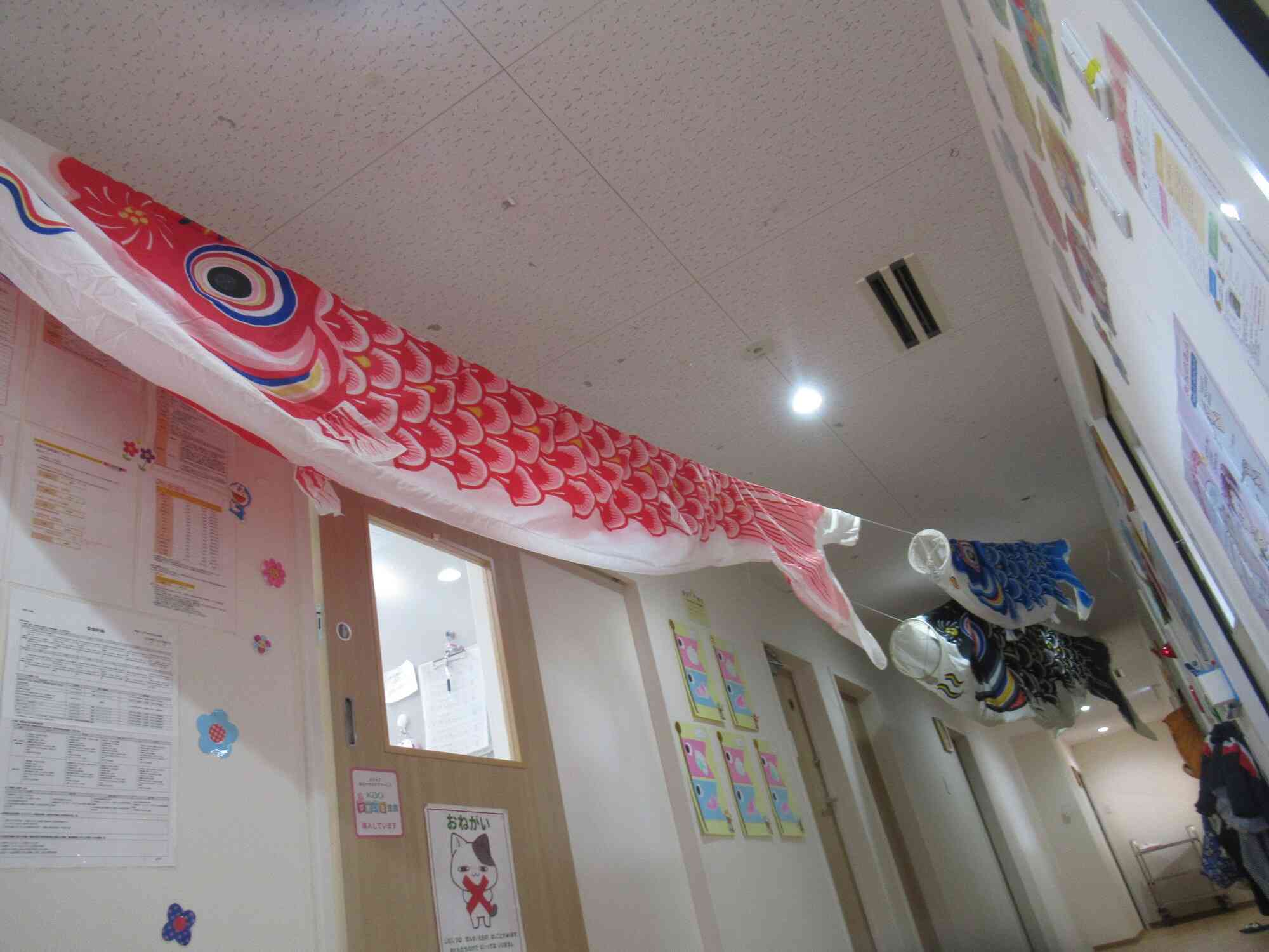 何と！保育園の中に大きなこいのぼりが！