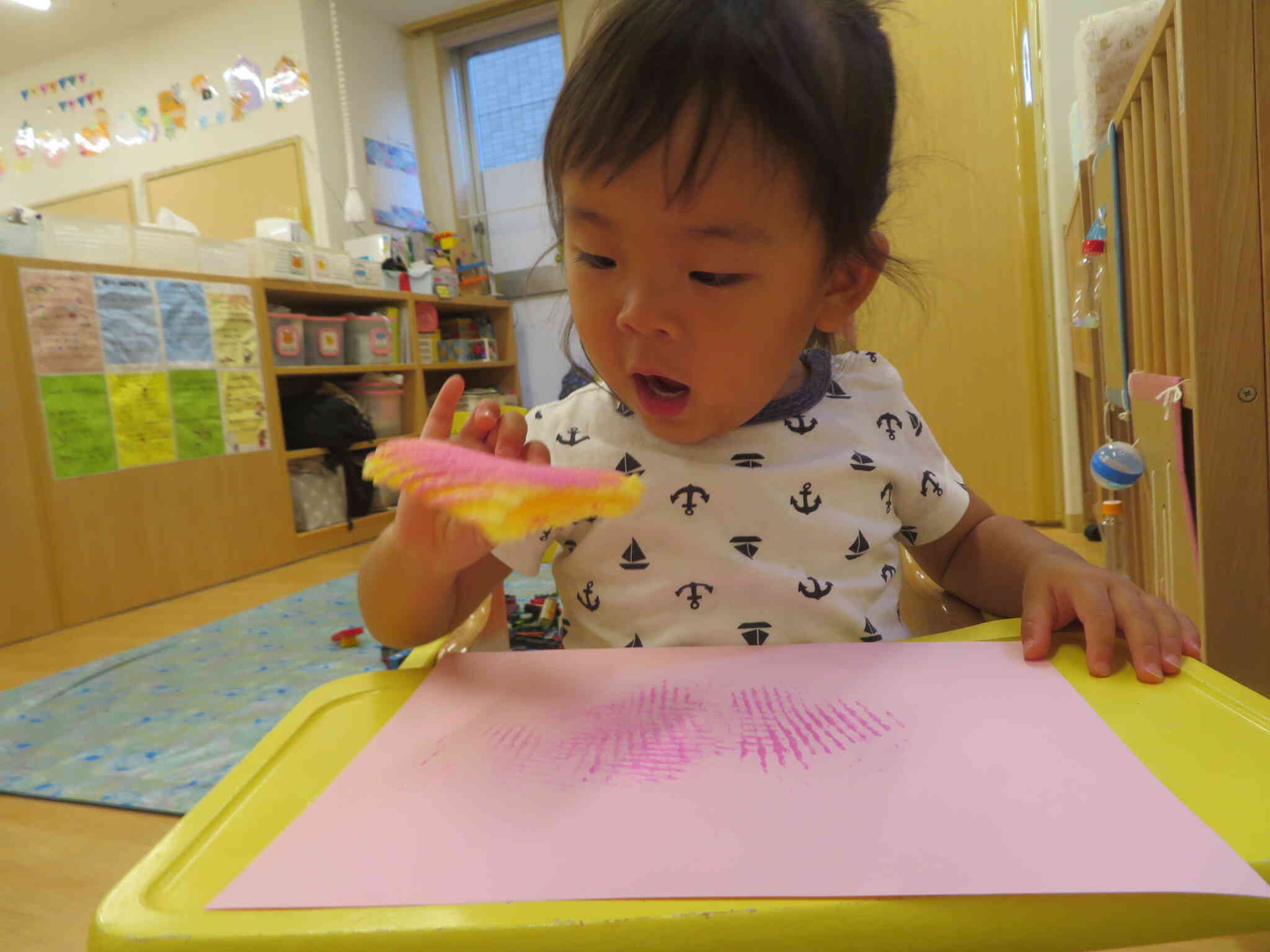 スタンプとネットの模様が一緒だ！