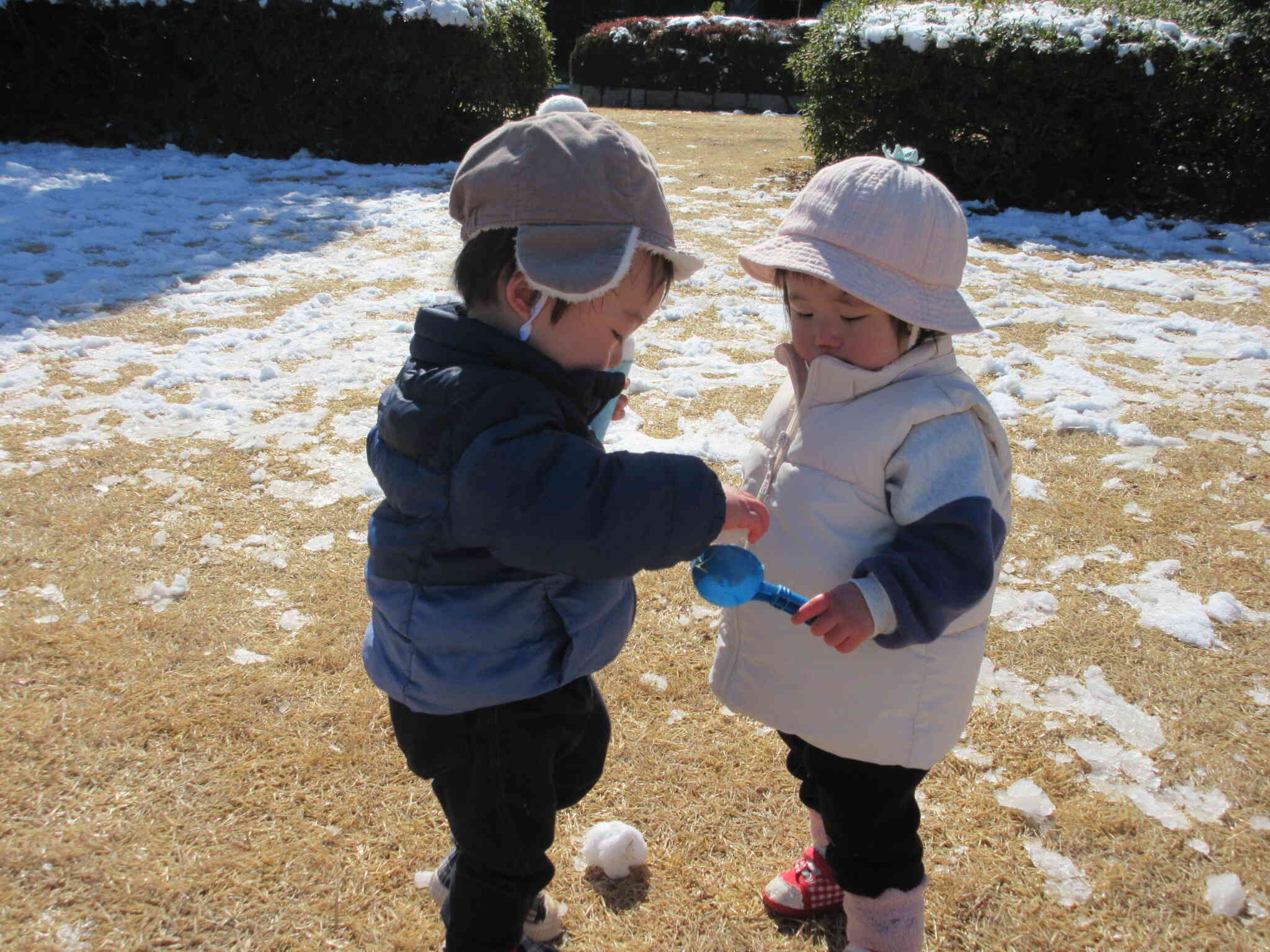 やり取りをする姿も見られました。「はい！ゆき、どうぞ！」