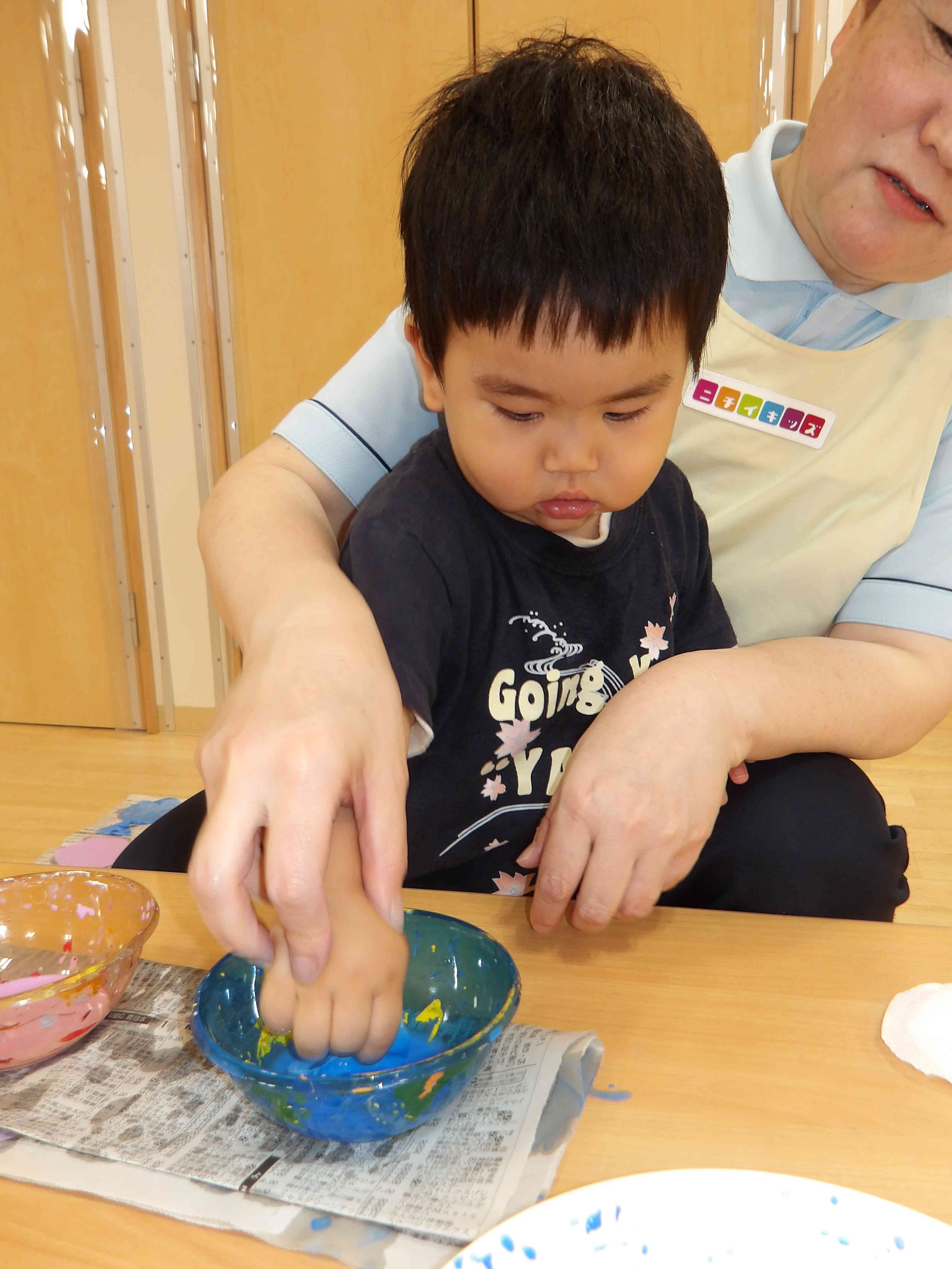 あさがお作り☆染め紙遊び