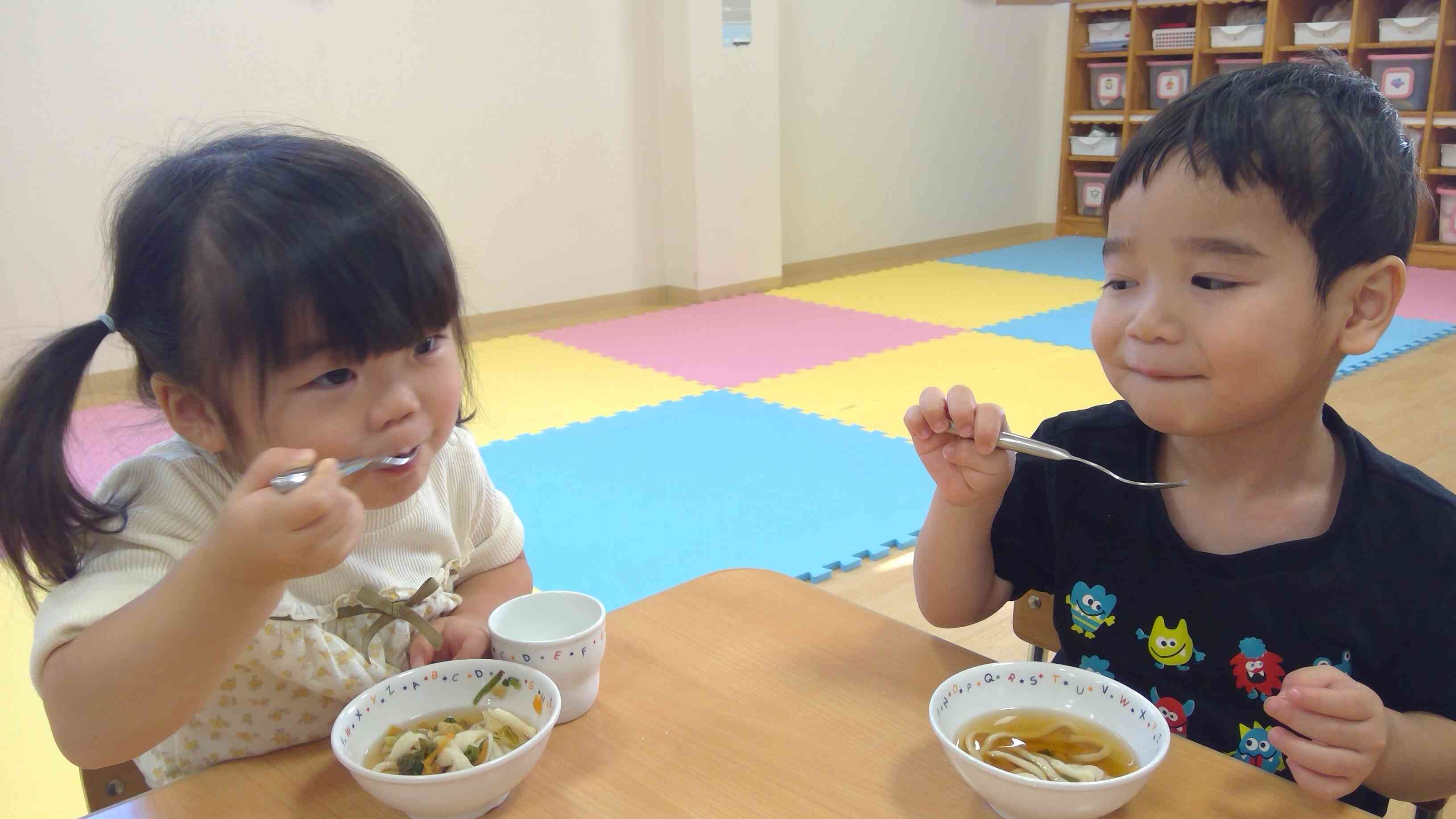 頑張ってつくったうどん、おいしいね。