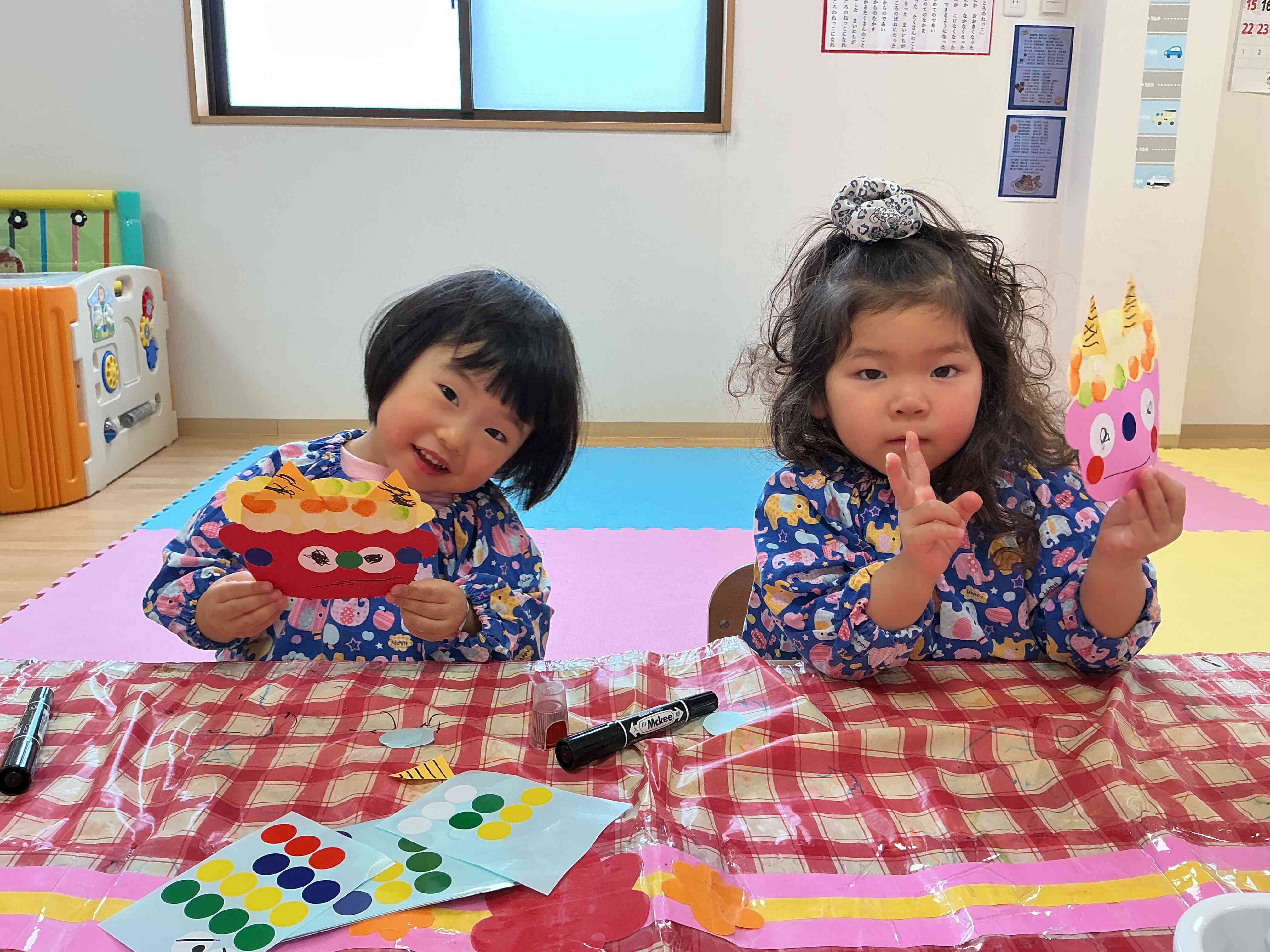 楽しいおに作り!うさぎ組(2歳児)