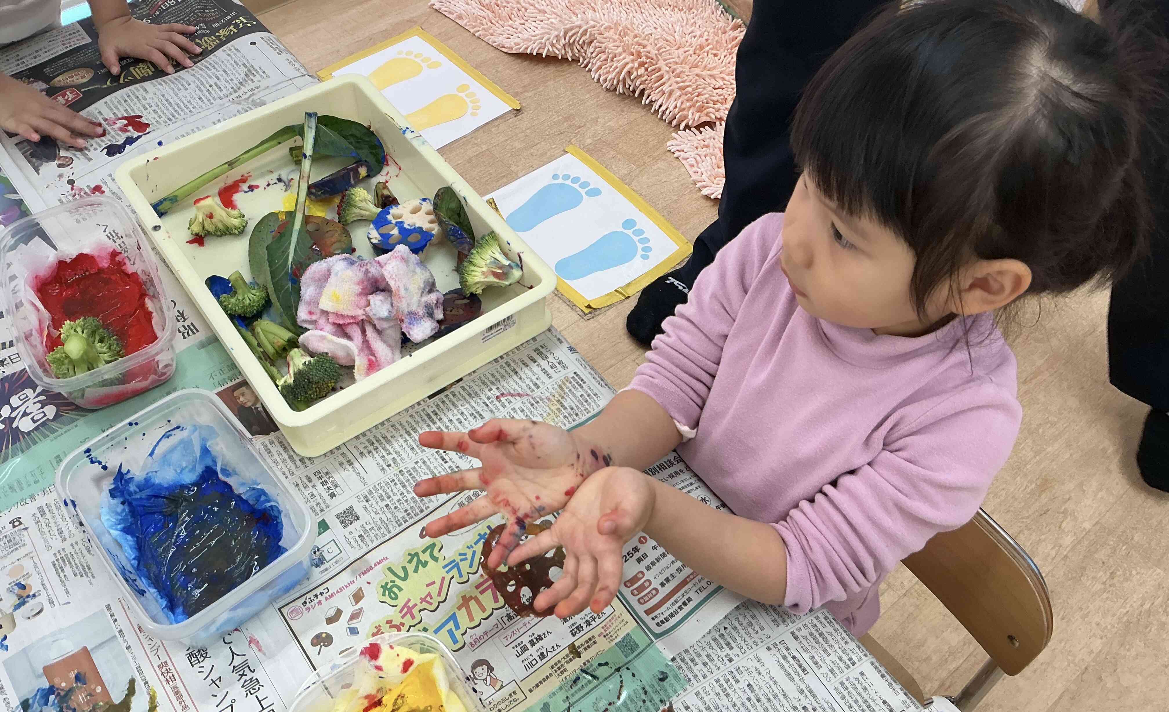 食育　野菜スタンプしたよ