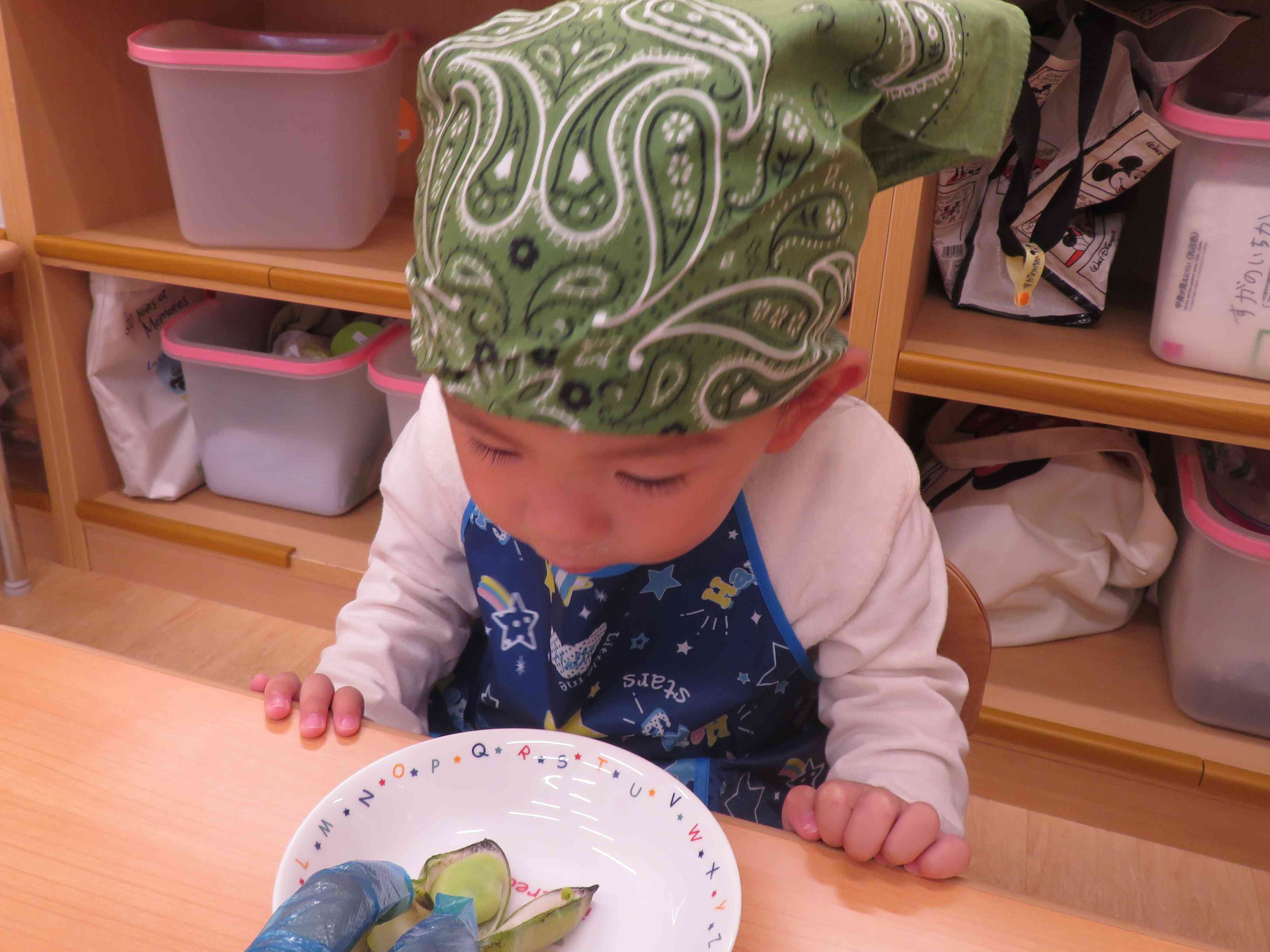 わ～！そら豆が出てきた！