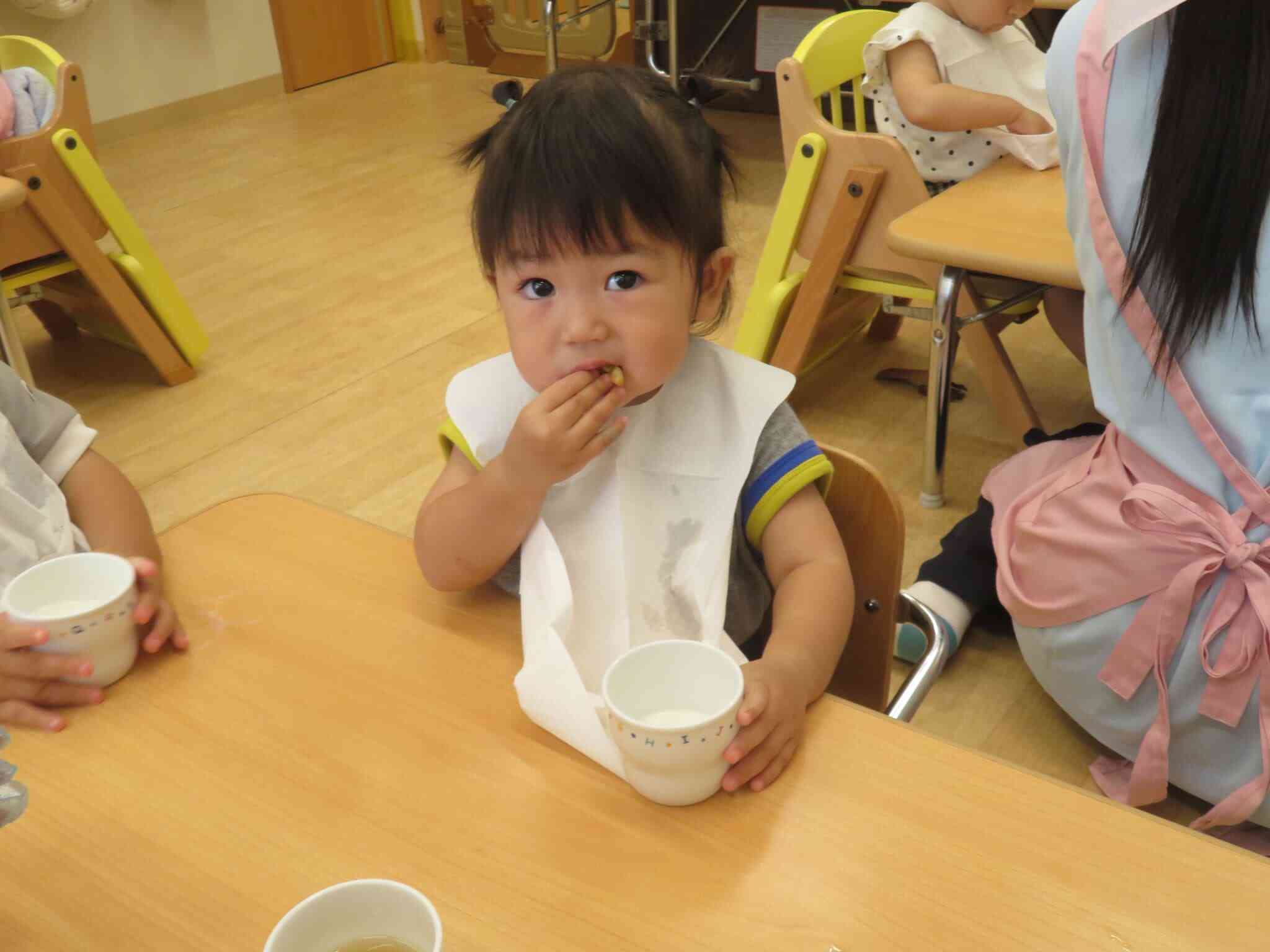 午後のおやつのピザトーストです♪