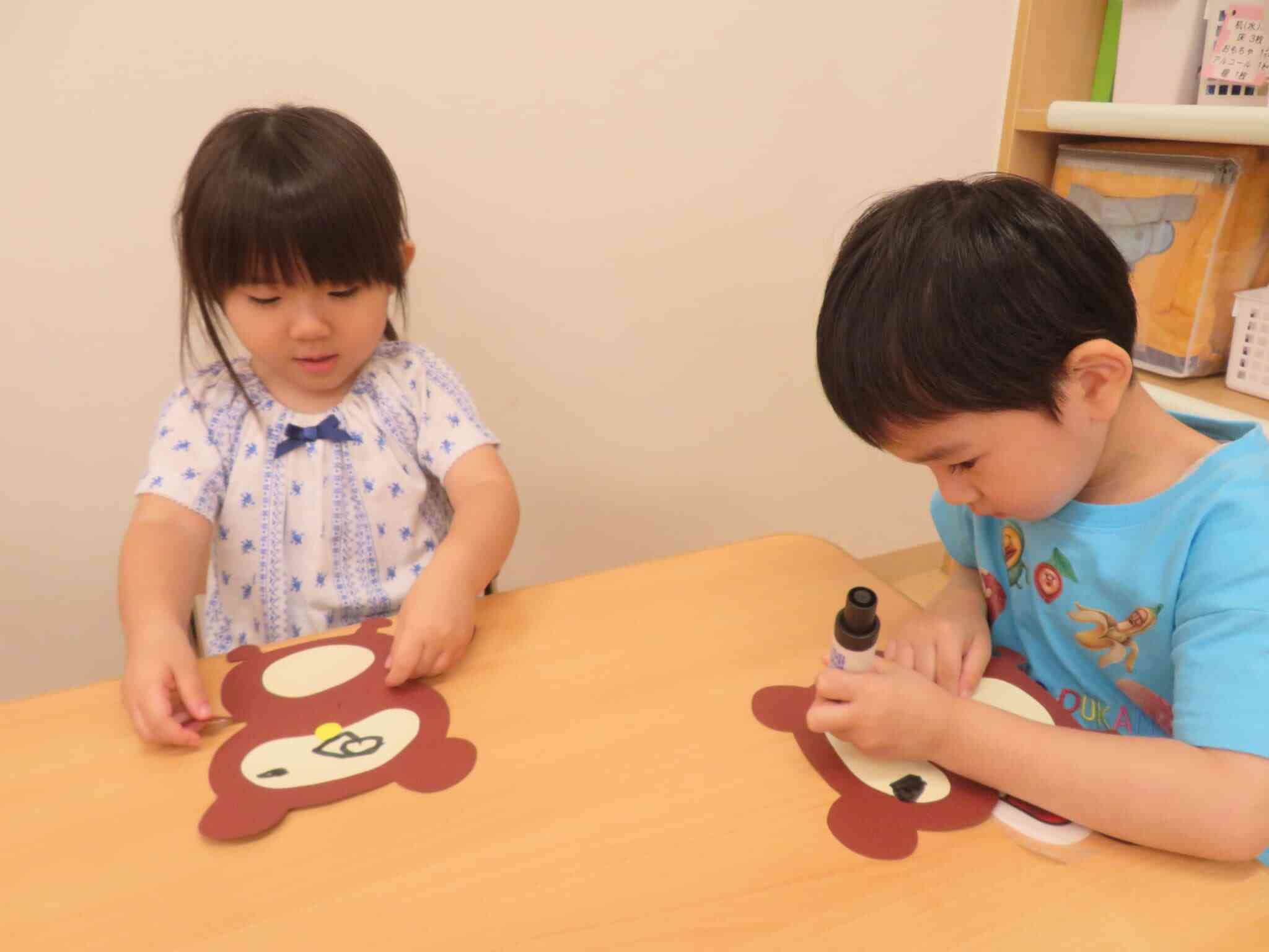 2歳児うさぎ組 9月製作「たぬきとお月見」