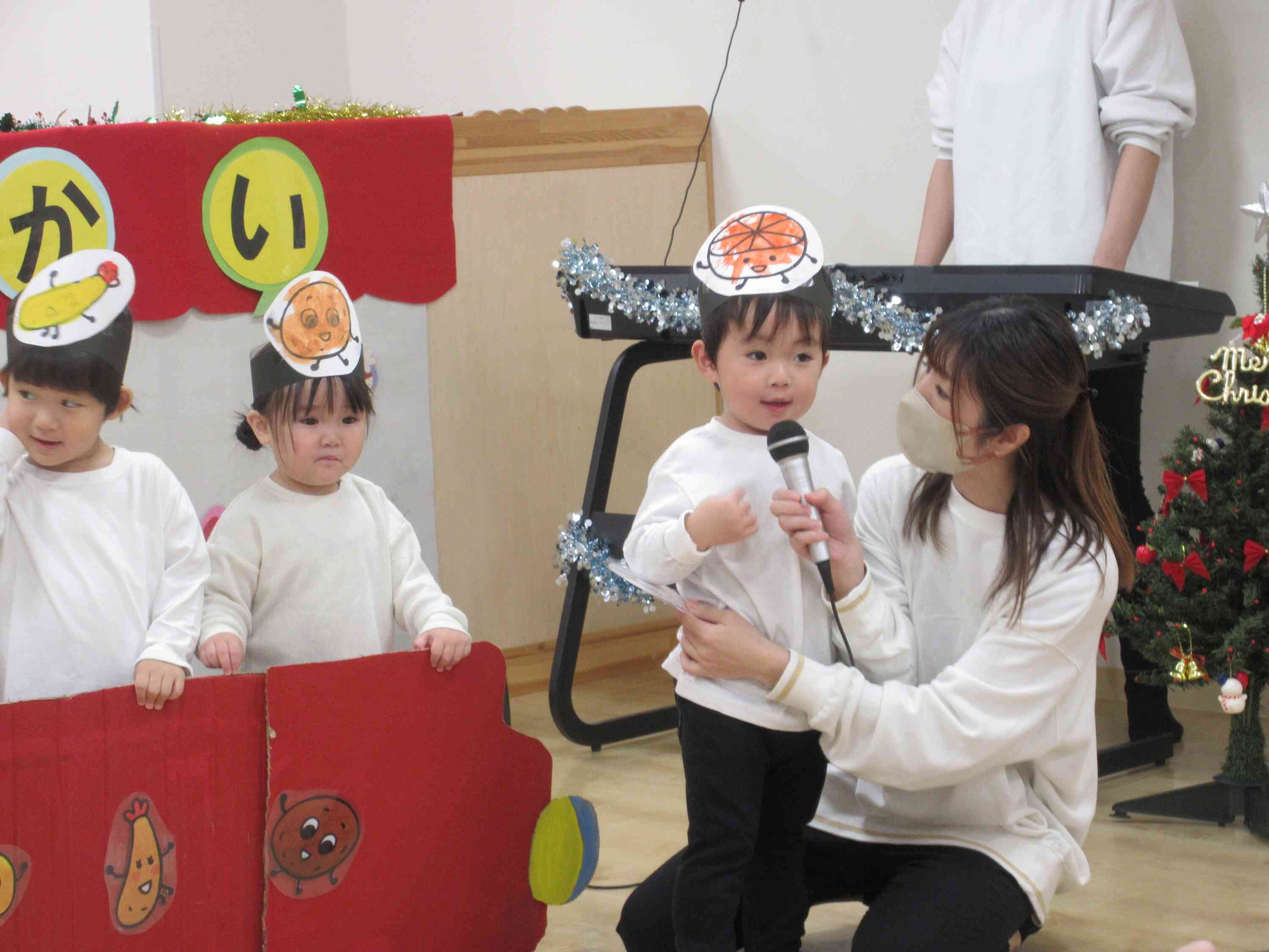 マイクで自分の名前も言えたね。