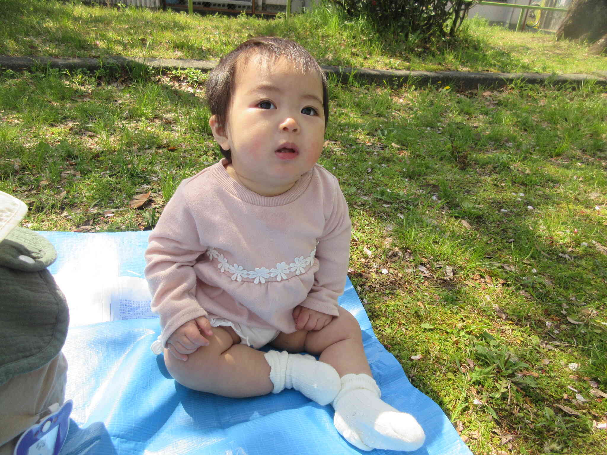 しゃぼん玉を見上げるお友だち。とっても可愛いね。