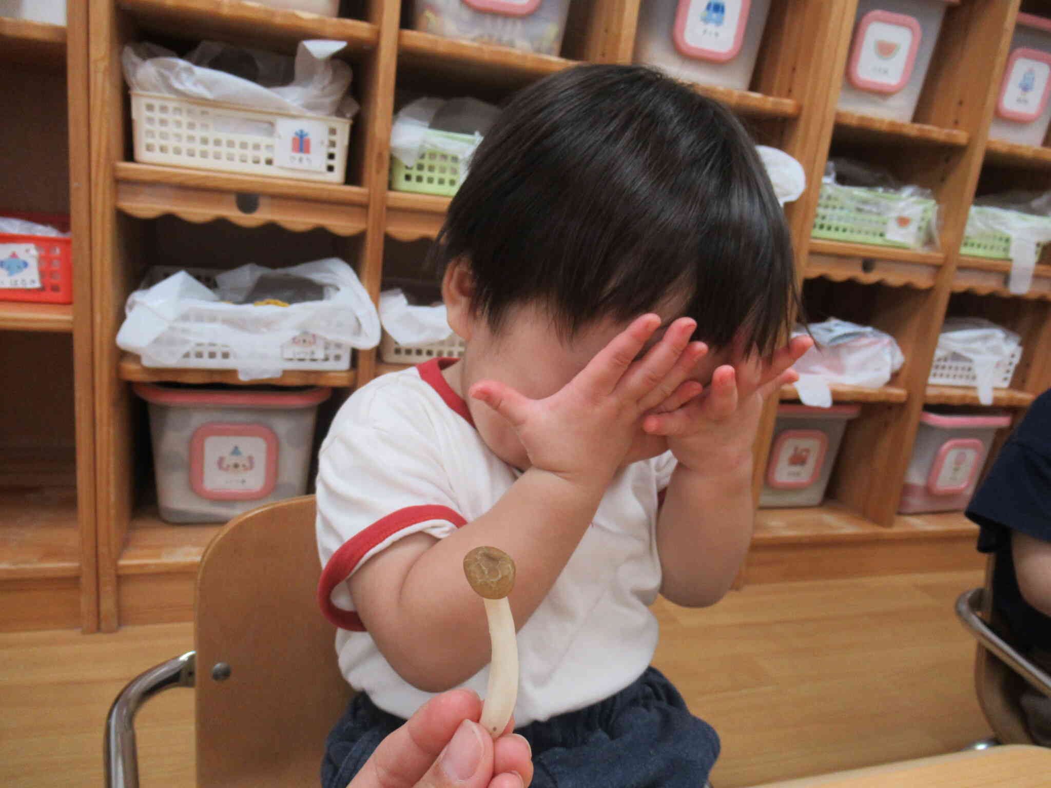 きのこの匂いに思わず「いやーっ!」