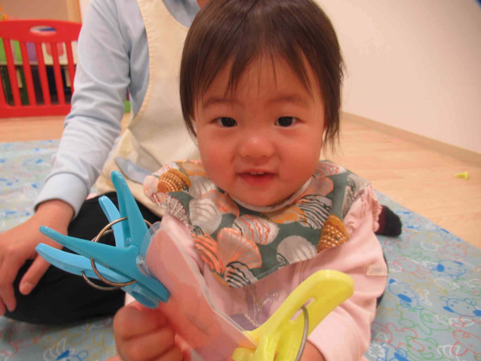 洗濯ばさみ、たくさんつけられたよ！