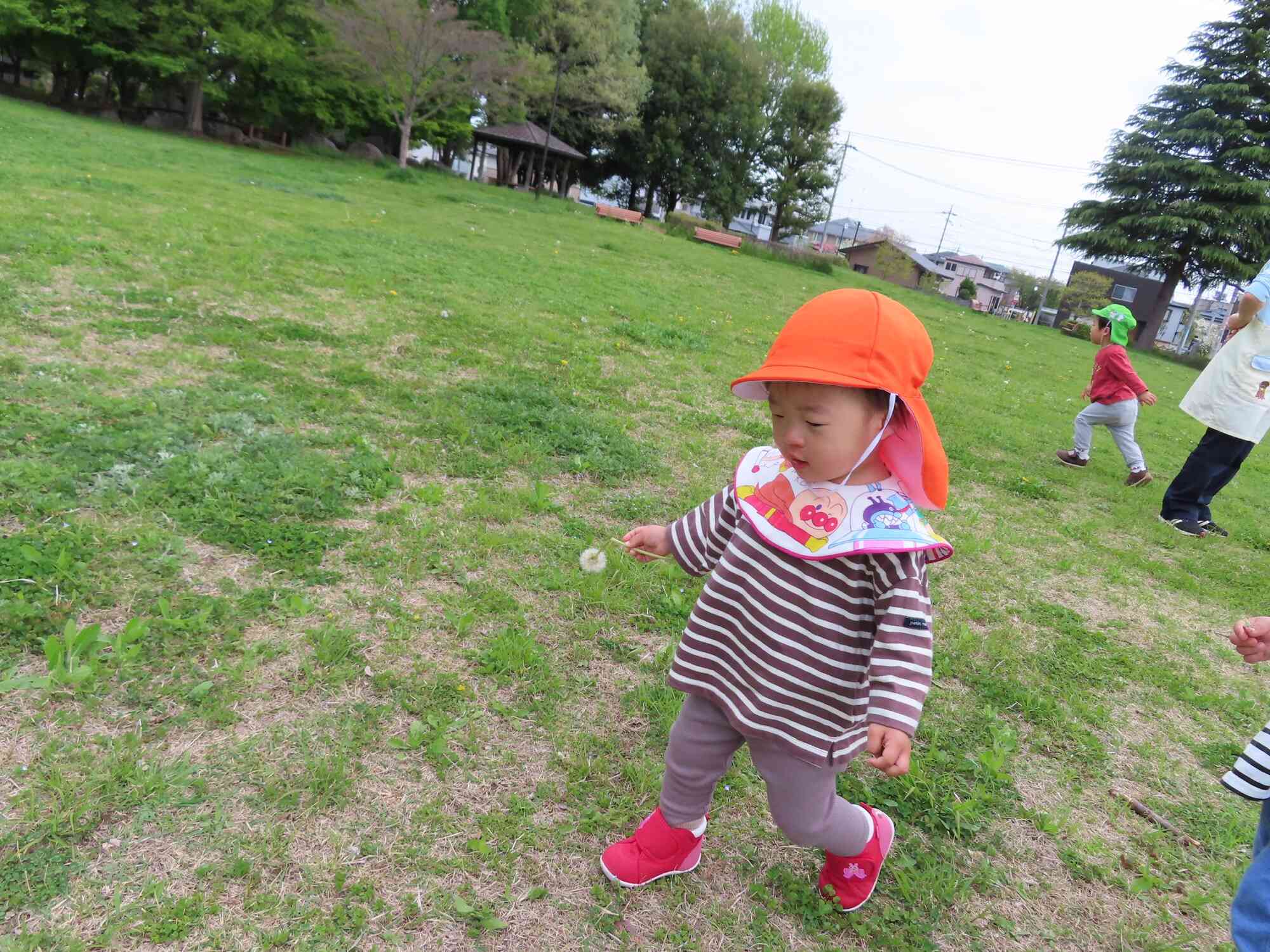 たんぽぽを持ってお散歩中♪