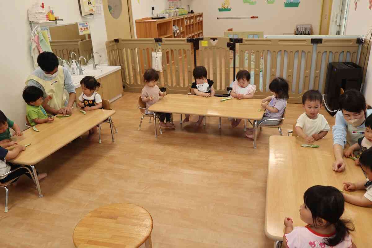 食育　そら豆（あひる組・1歳児）