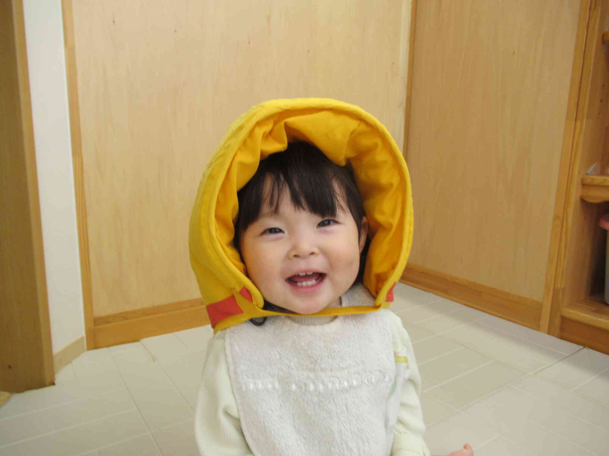 はじめての避難訓練では泣かずに参加出来ました！