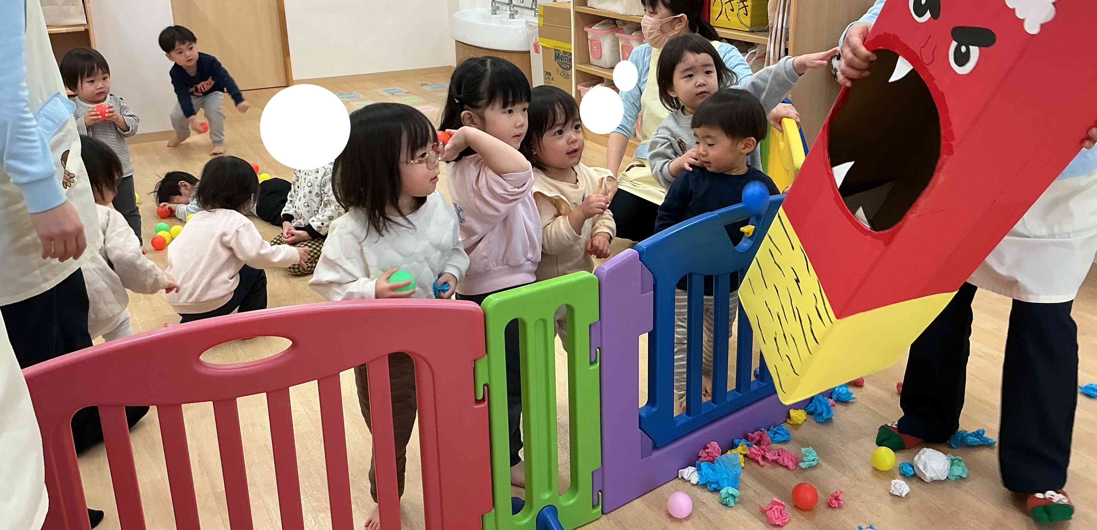 節分に向けて、豆まきゲームもしました。