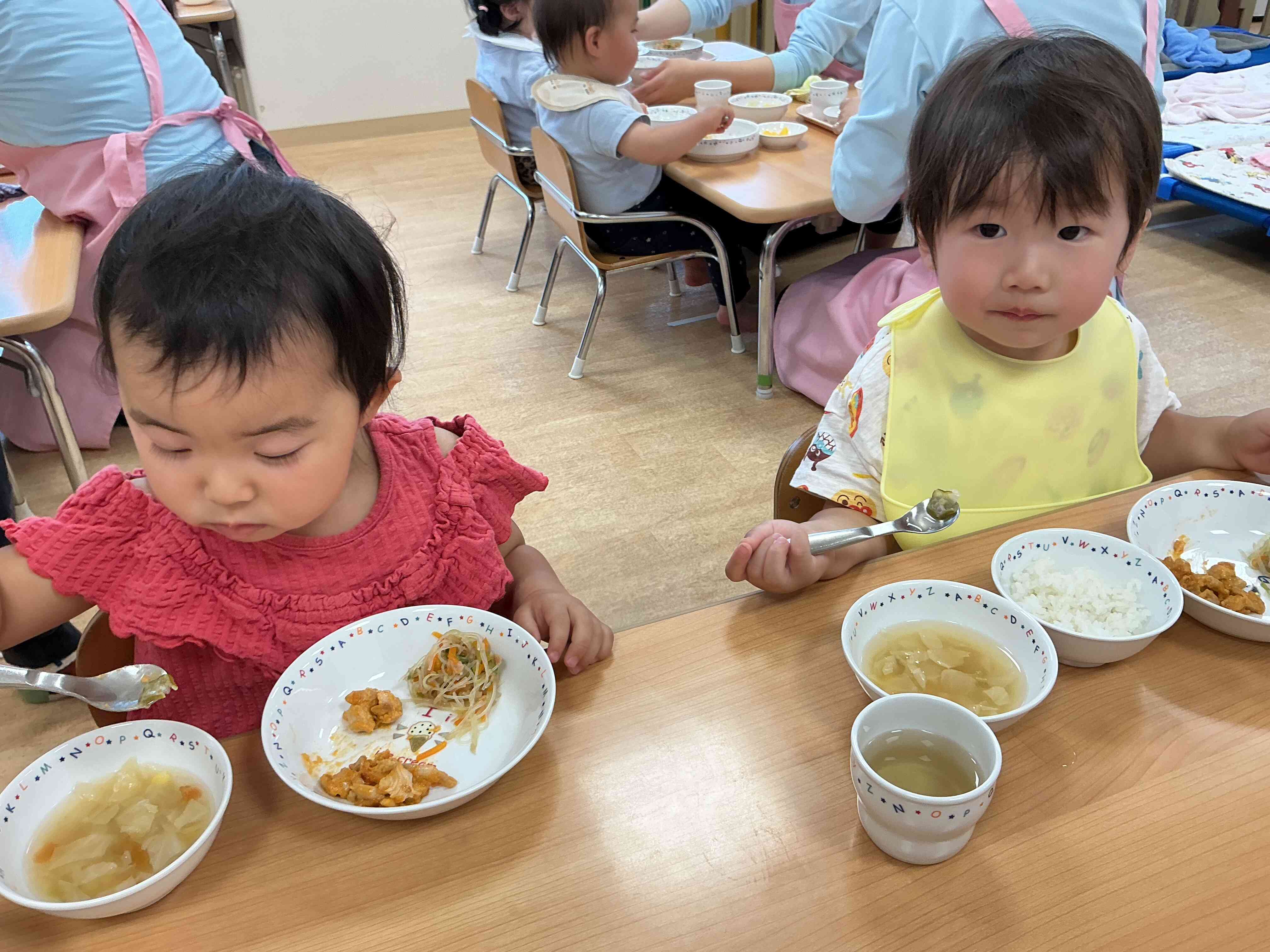 昨日収穫したオクラが給食に!!おいしかったよ!