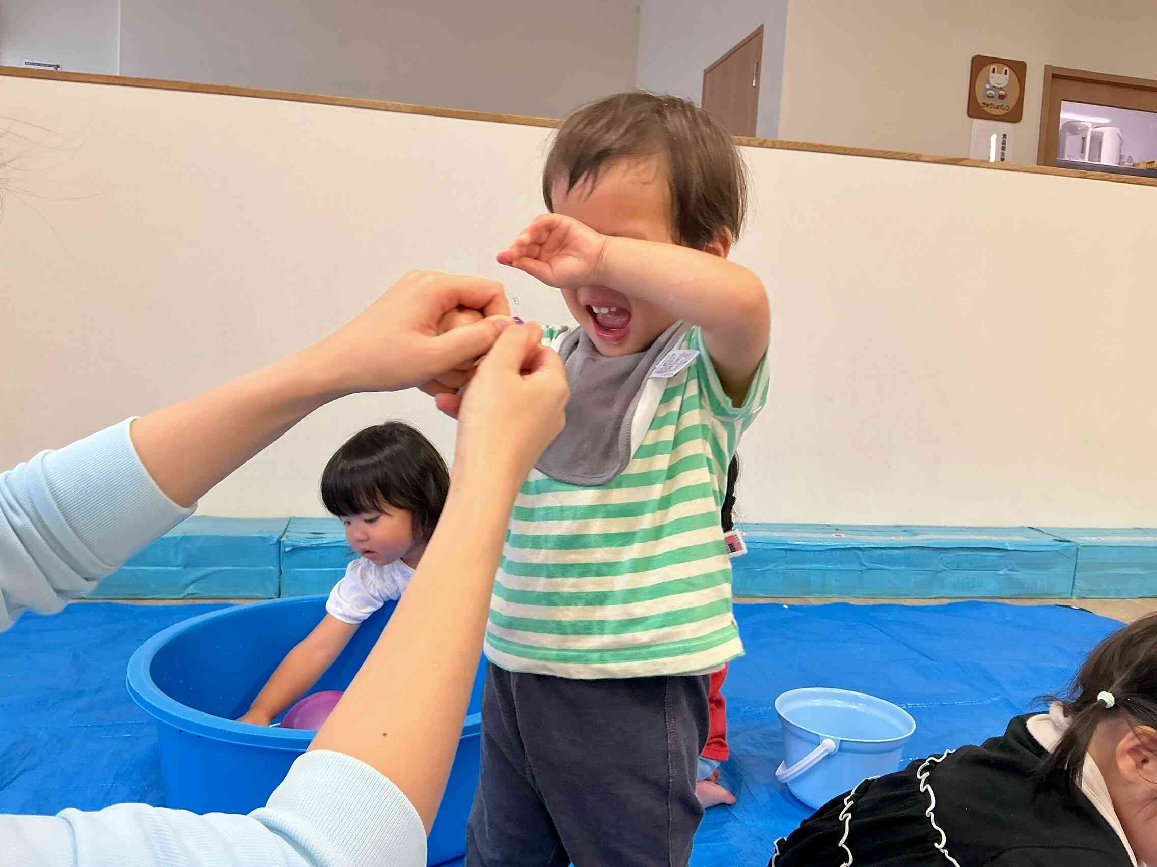 お水が飛んできてびっくりしたね!