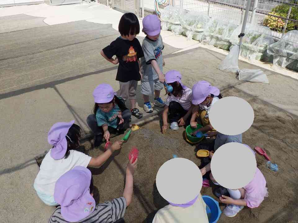 STEAM　砂山作りに挑戦(きりん組 ５歳児クラス)