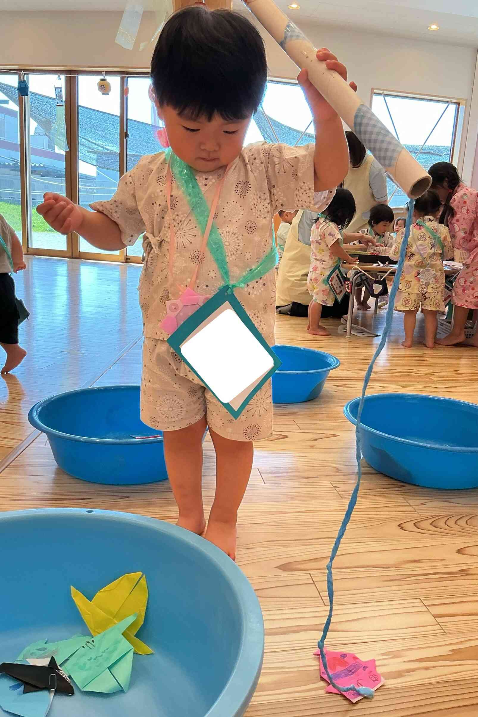 楽しかった夏祭りごっこ　あひる組（1歳児）
