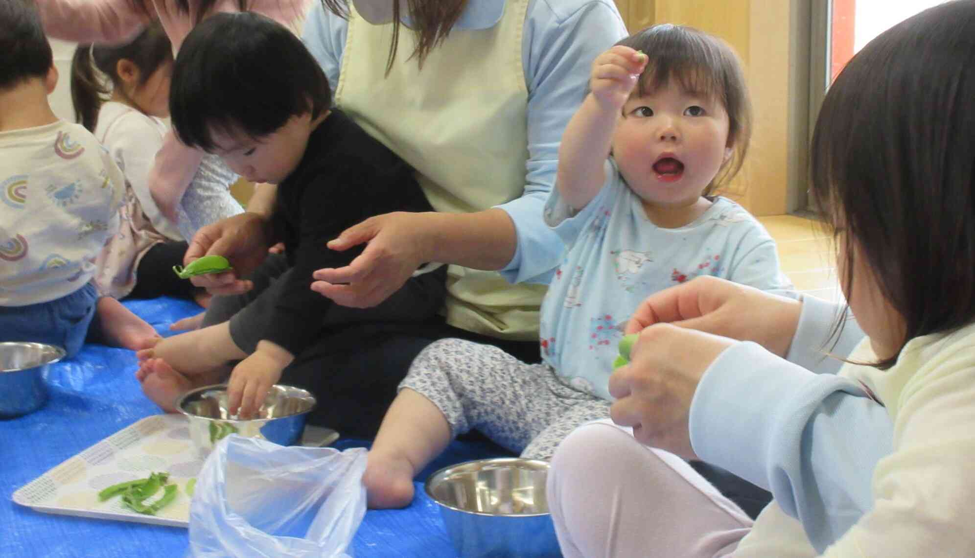 お豆がとれたね！