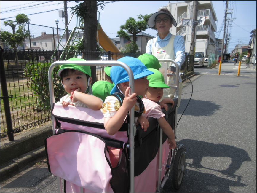 避難車に乗ったよ。