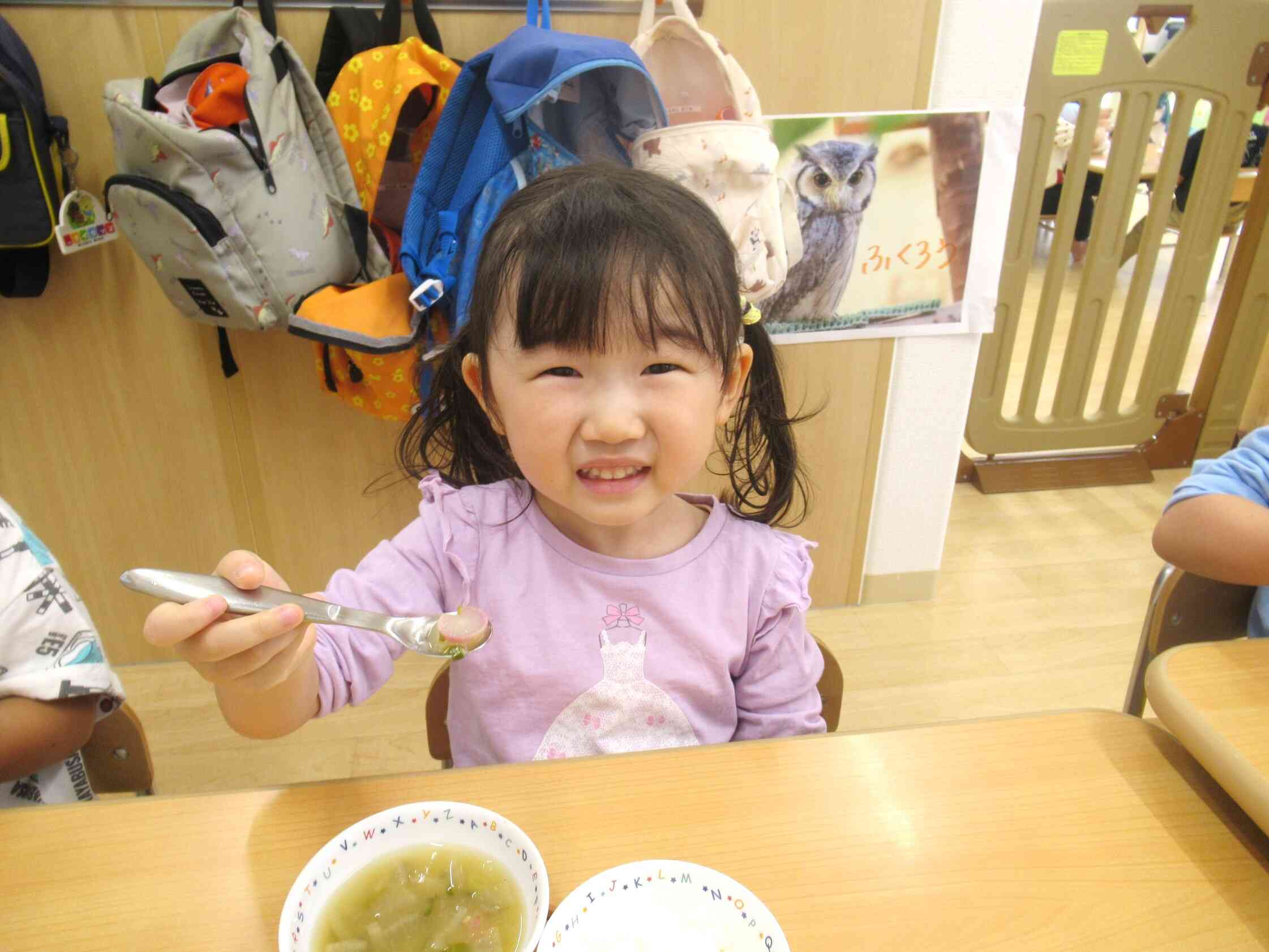 昨日、収穫したラディッシュが入っていることに大喜び！！