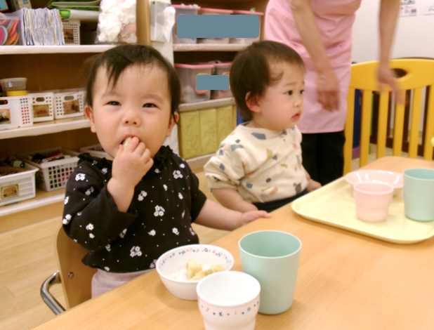 おやつは、バナナの入ったホットケーキでした(*^o^*)