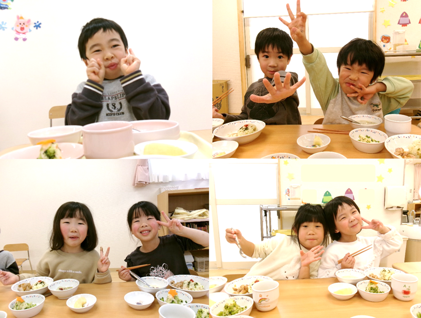 今日はクリスマスのごちそうです！！特別メニュー、いただきます(*^o^*)