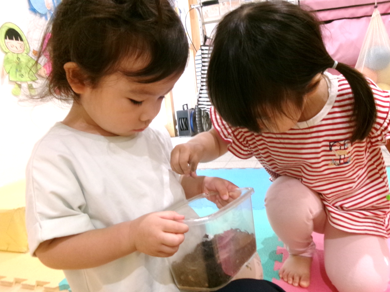 うさぎ組さんは、カタツムリを観察中～☆彡