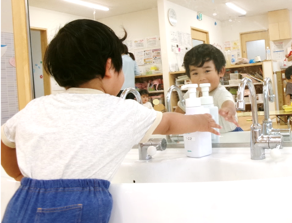 ニコニコ笑顔で、手洗いタイム(ू•ᴗ•ू❁)♪