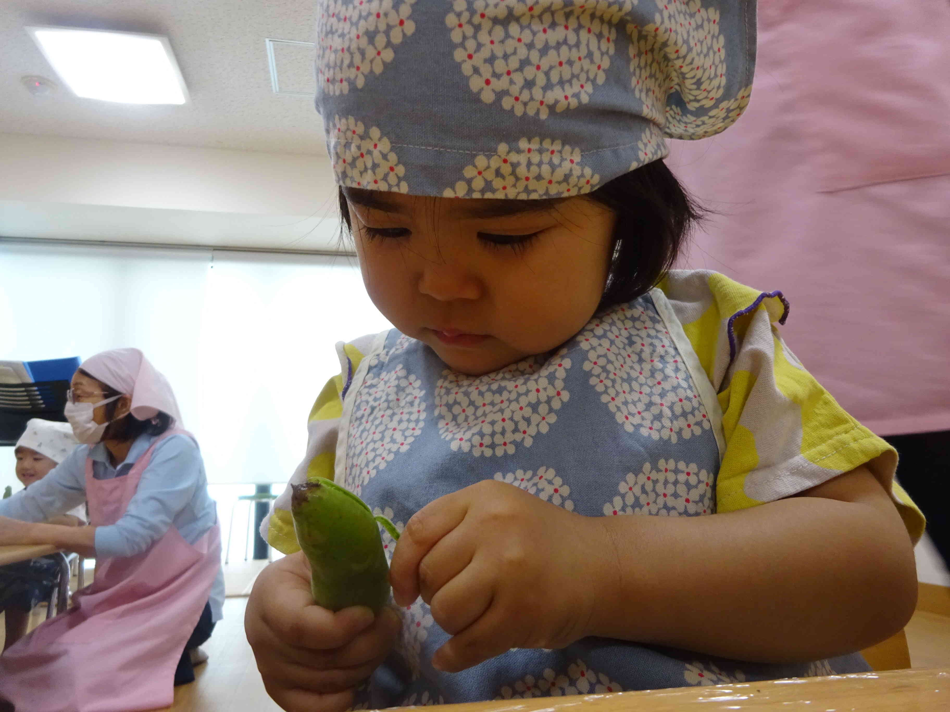 そら豆のさやとり