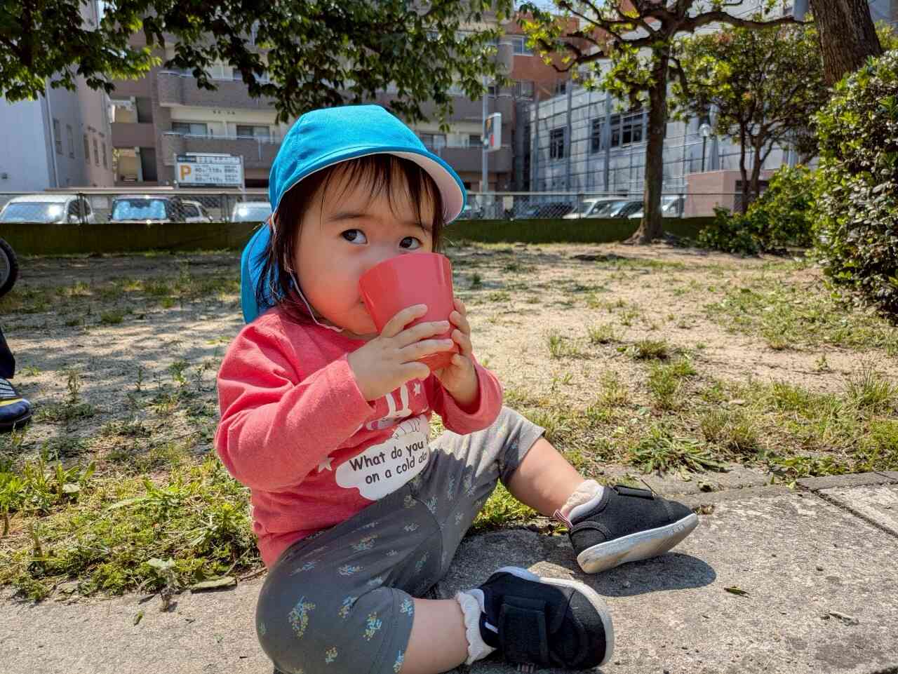 お茶を飲んで一休み！水分補給もばっちりです☆