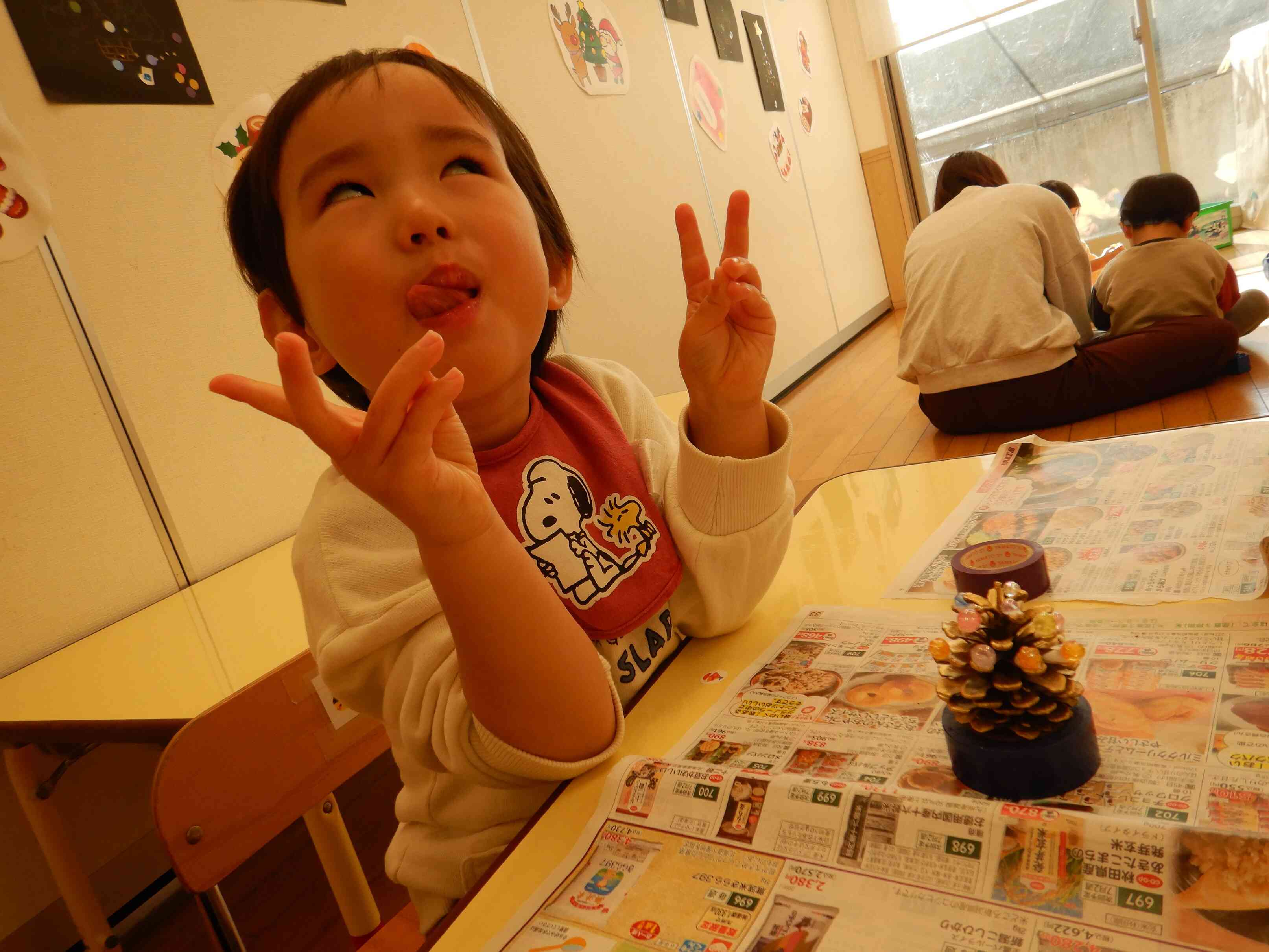 出来上がりー‼のポーズです。