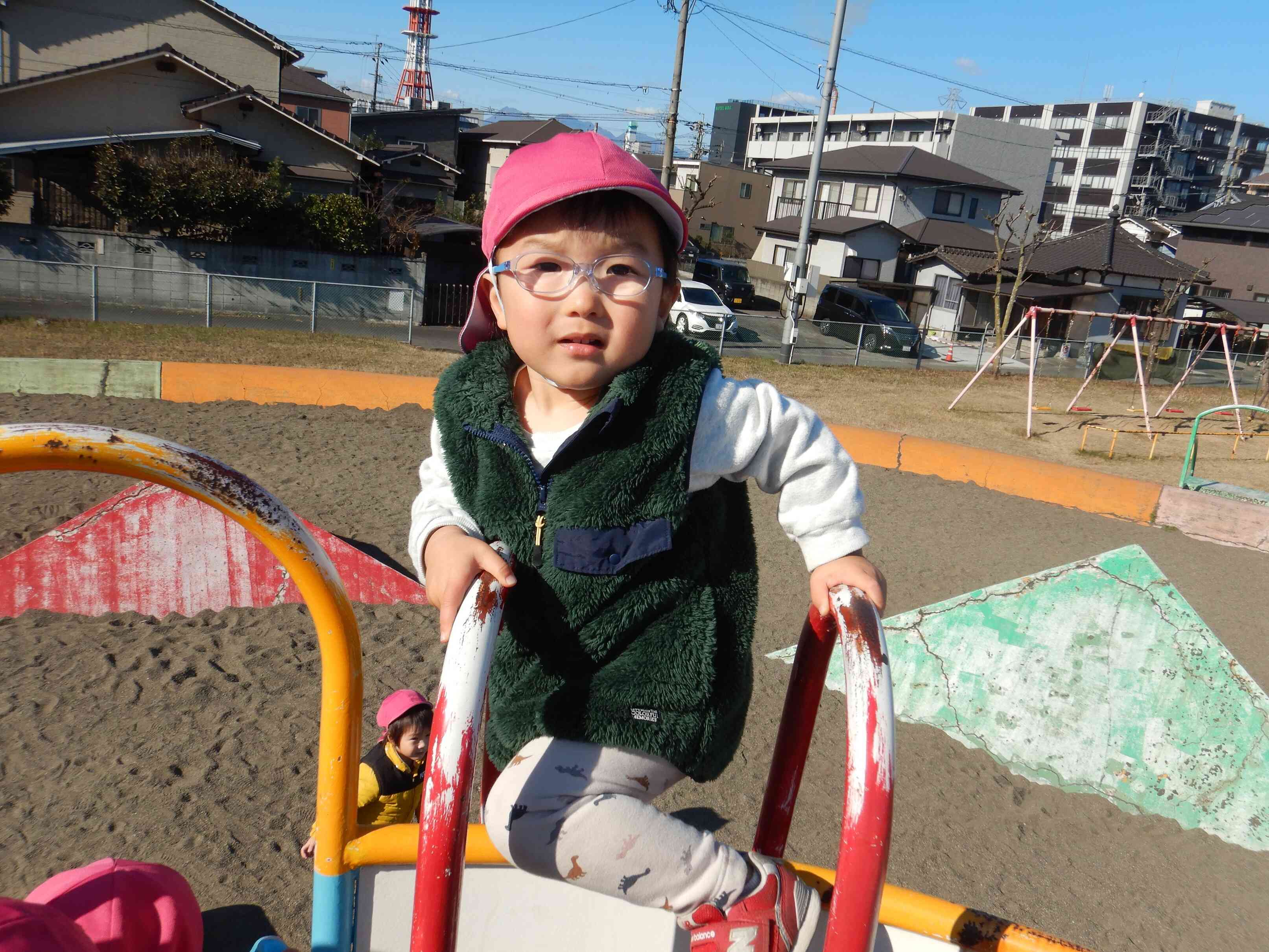 せんせえきたよ～　登るときは、怖がってたけどよかったねー