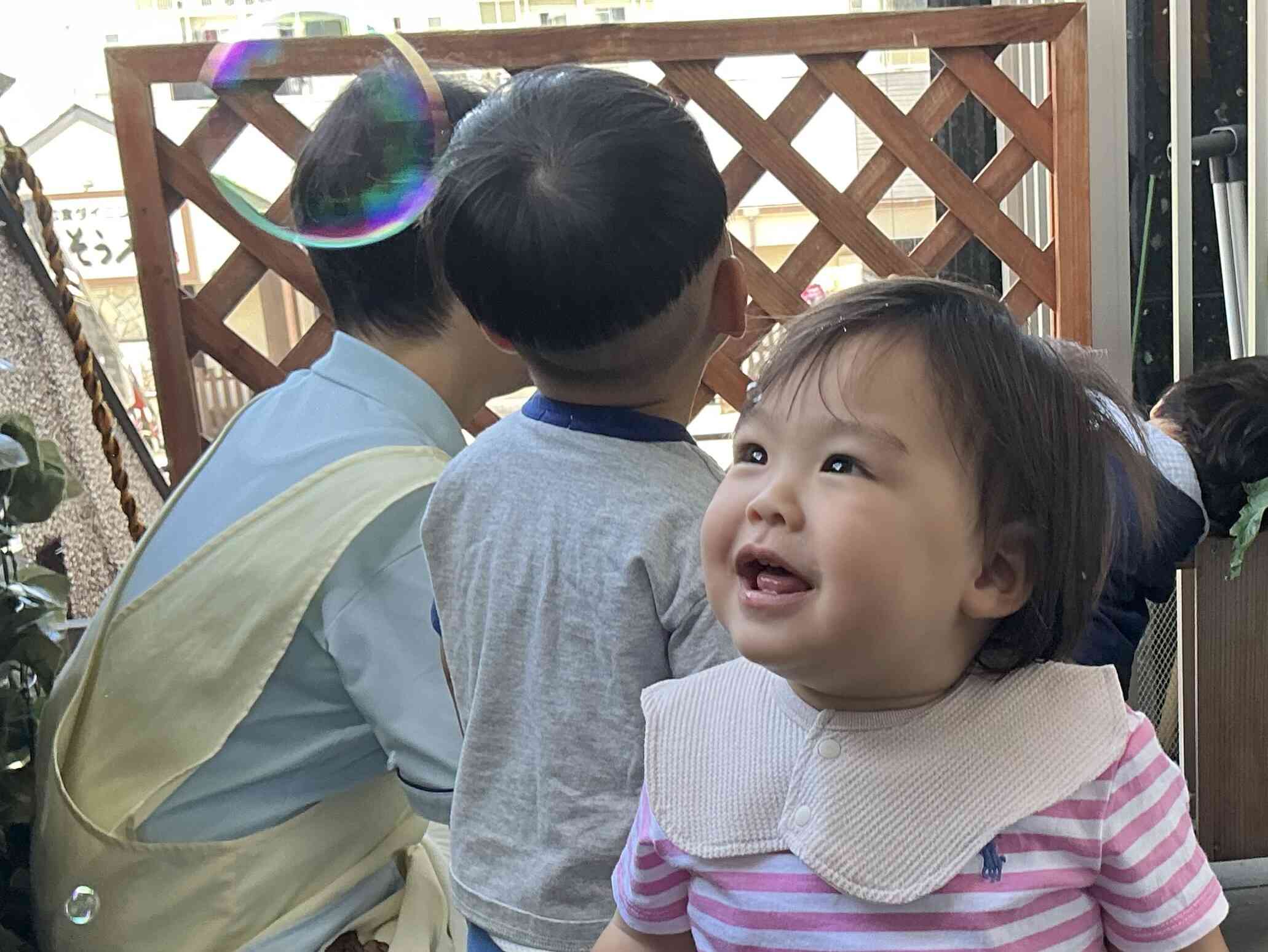 しゃぼん玉をしたよ