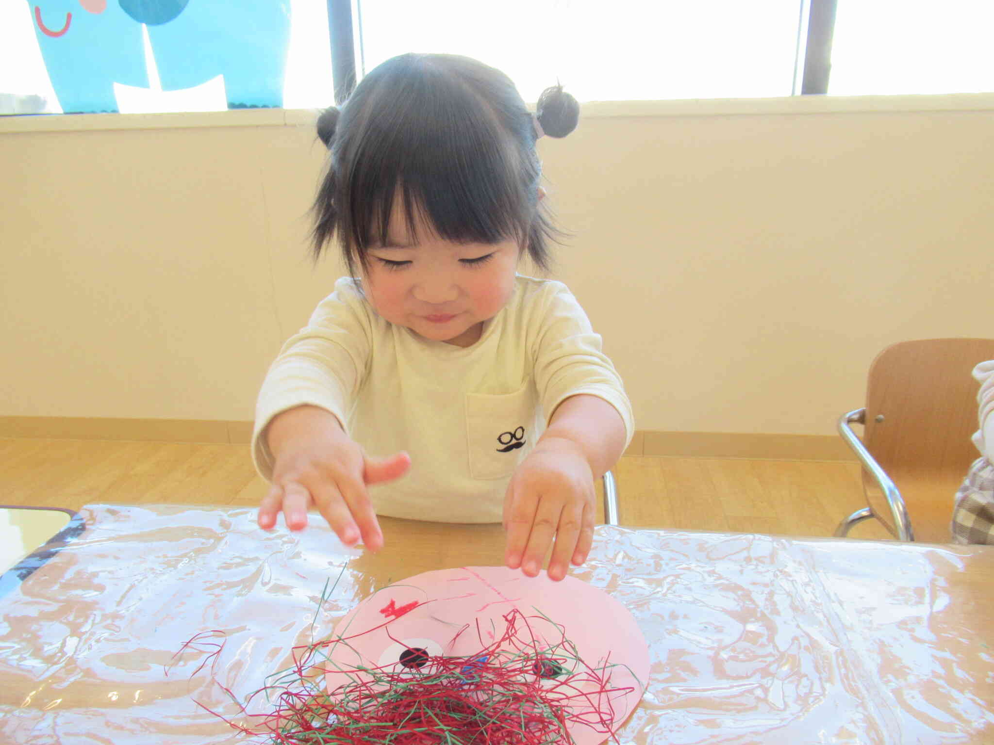 髪の毛がついた～！